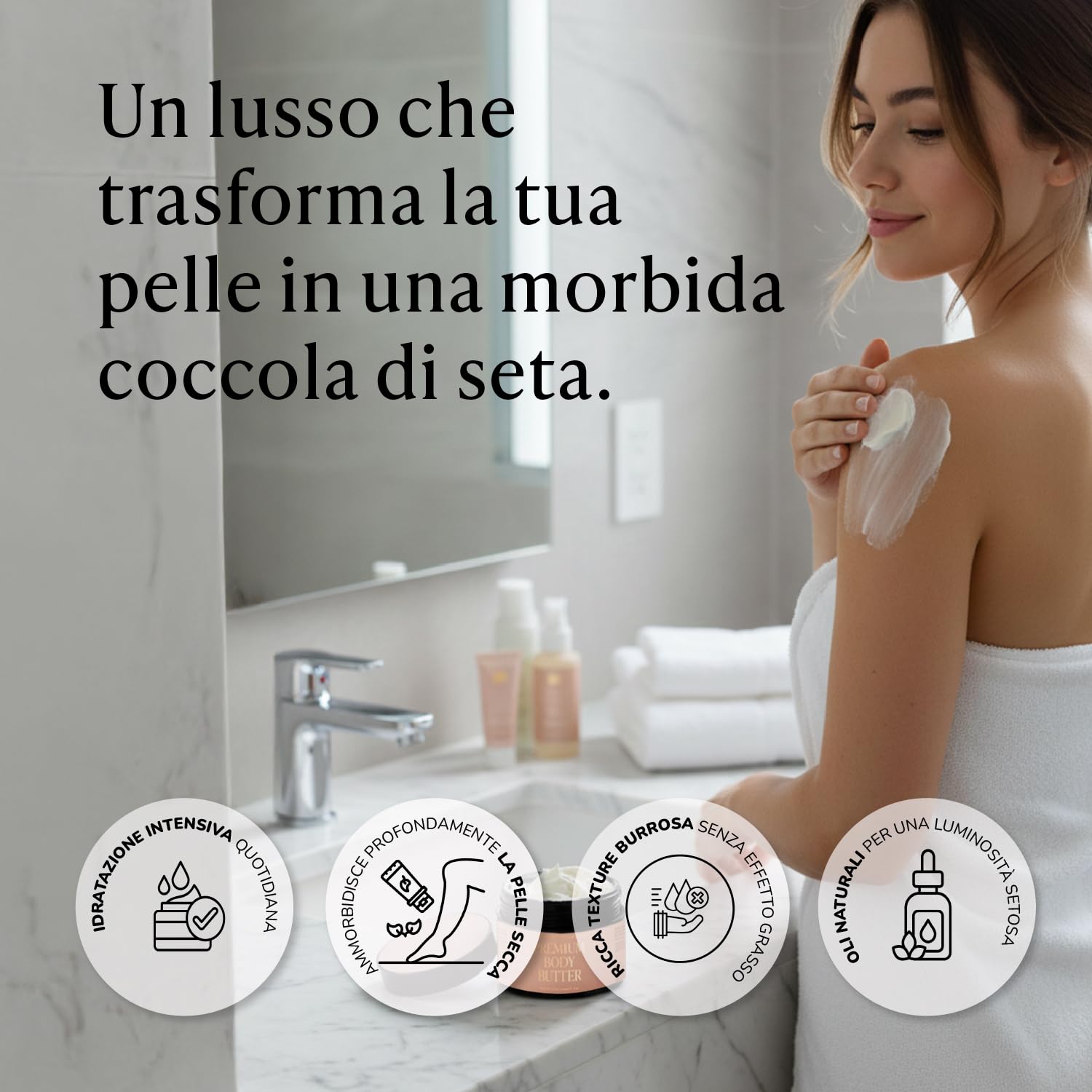 Active Luxe Premium Body Butter – Burro Corpo Idratante, 200ml | Olio di Cocco, Burro di Karitè & Olio di Mandorla, Profumato Arancia & Vaniglia