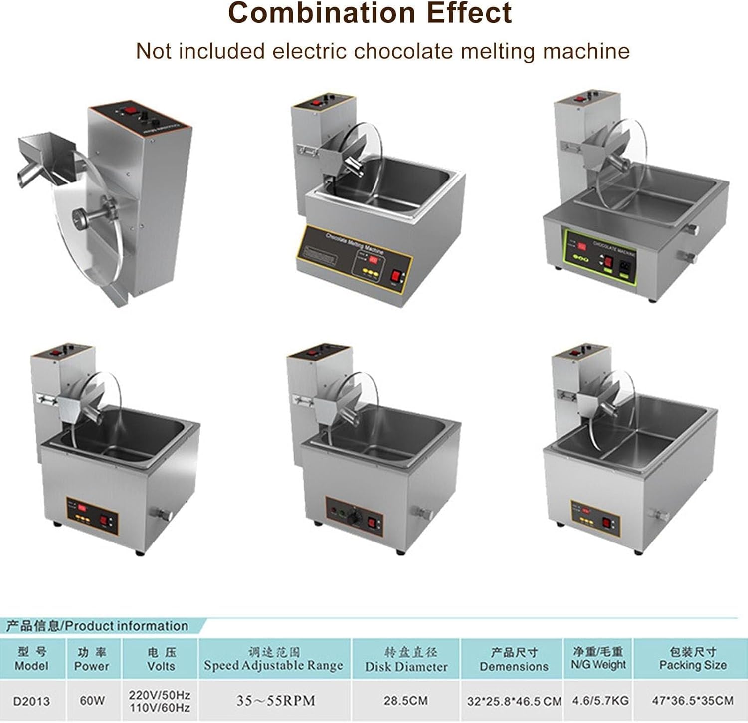 Commercial Electric Chocolate Tempering Machine, Professional Stainless Steel Food Warmer Melting Mixer, Heated Chocolate Melter, Speed Adjust Range: 35~55RPM