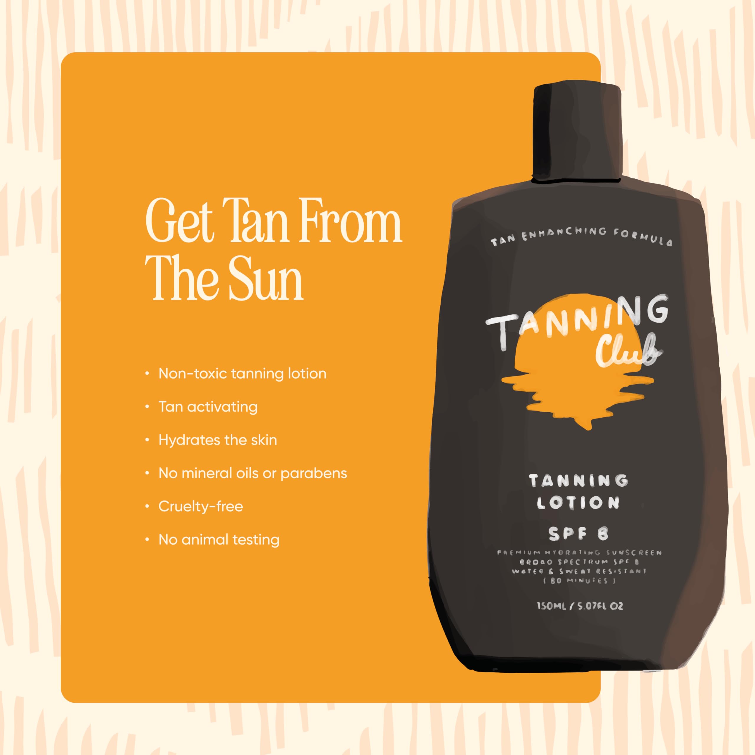 Amazon.com : Tanning Club - Tanning Lotion SPF 8 - Hydrating Sun