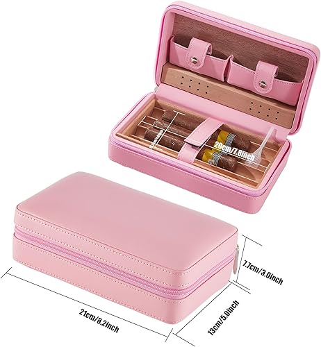 Miniatura 5 de Kit de humidor de viaje para cigarros, accesorios de cuero para cigarros con cortador, cenicero y estuche forrado de cedro para una frescura óptima,