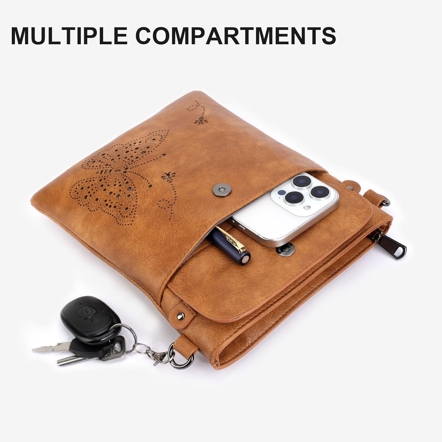 Crossbody Bags for Women Vegan Leather Cross Body Purse with Adjustable Strap Multiple Pockets Shoulder Handbags - Image 7