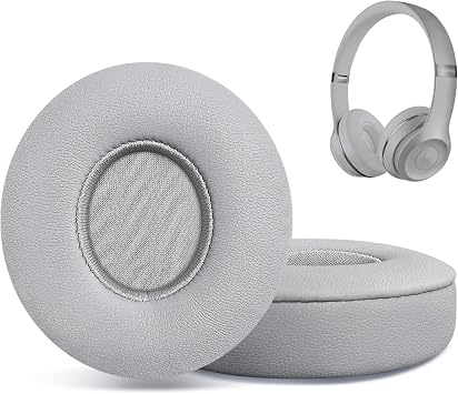 Replacement Ear Pads for Beats Solo 2 & Solo 3 Wireless On-Ear Headphones, Ear Cushions, Headset Earpads, Ear Cups Cover with Soft Protein Leather Grey