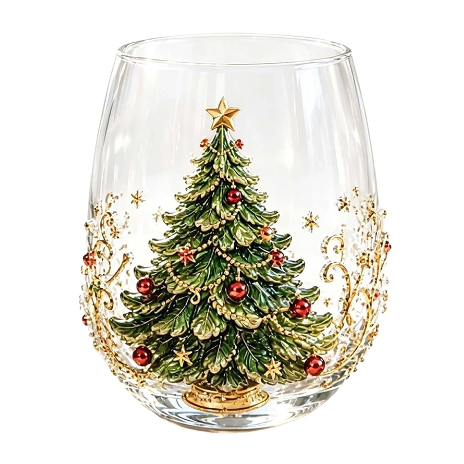 JytxhgzrVZ Christmas Wine Glasses Set of 6, Christmas 3D Wine Glasses，H2