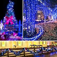 Vista 2 de Twinkle Star - Juego de 2 luces de hadas navideñas a pilas, 33 pies, 100 luces LED en guirnalda con control remoto, temporizador, 8 modos