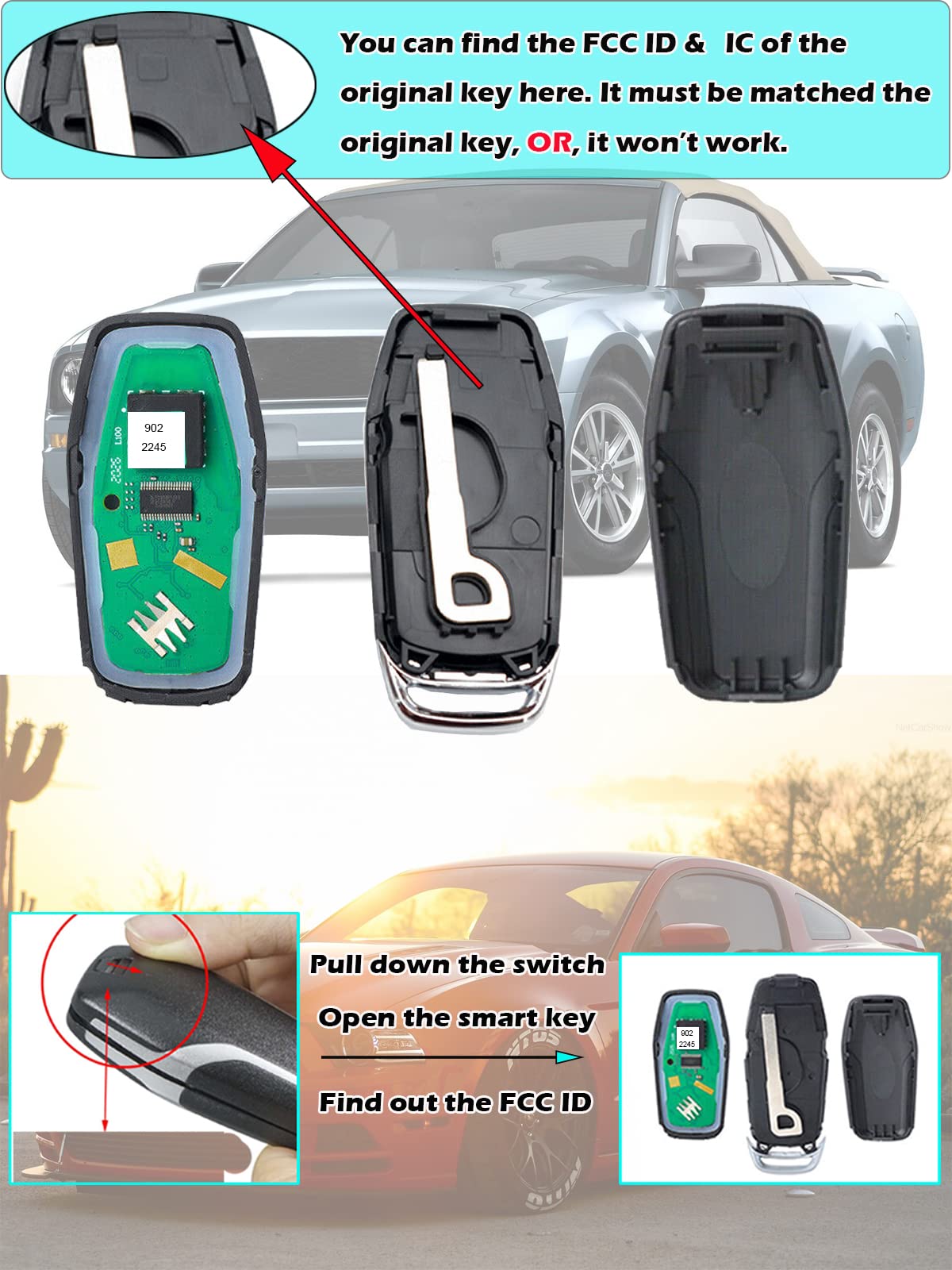 ☆YY14884【希少】FORD フォード スマートキー キーレス キー 3ボタン WF0JTM KUGA クーガ 2013年式で使用 動作OK 送料全国一律210円～ フォード ブランクキーの通販