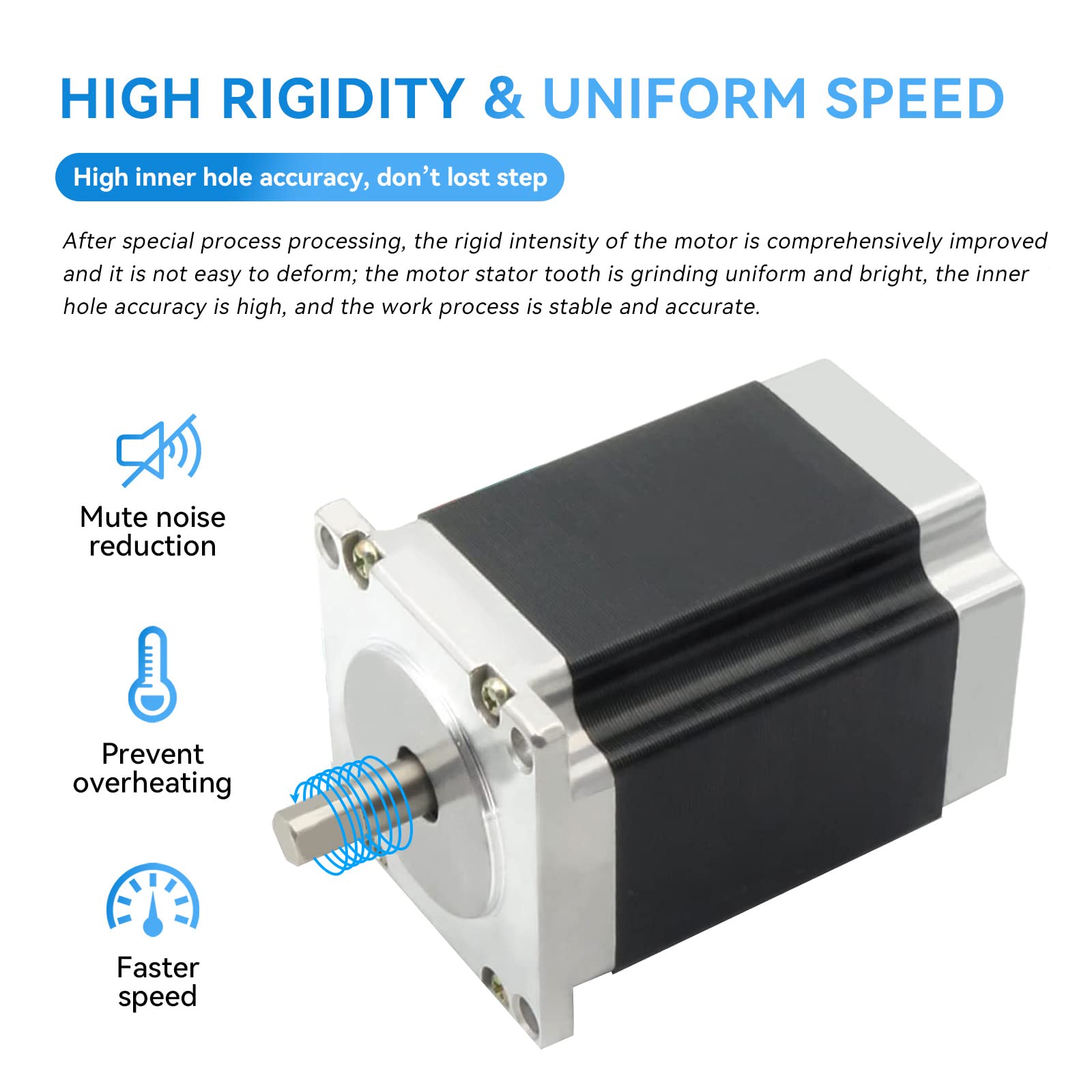 RATTMMOTOR - 3 motori passo-passo Nema 23, 1,8 Nm (270 oz.in) 3A, 1,8 gradi, 4 fili, 57x76 mm per stampante 3D/fresa CNC (23HS8430)