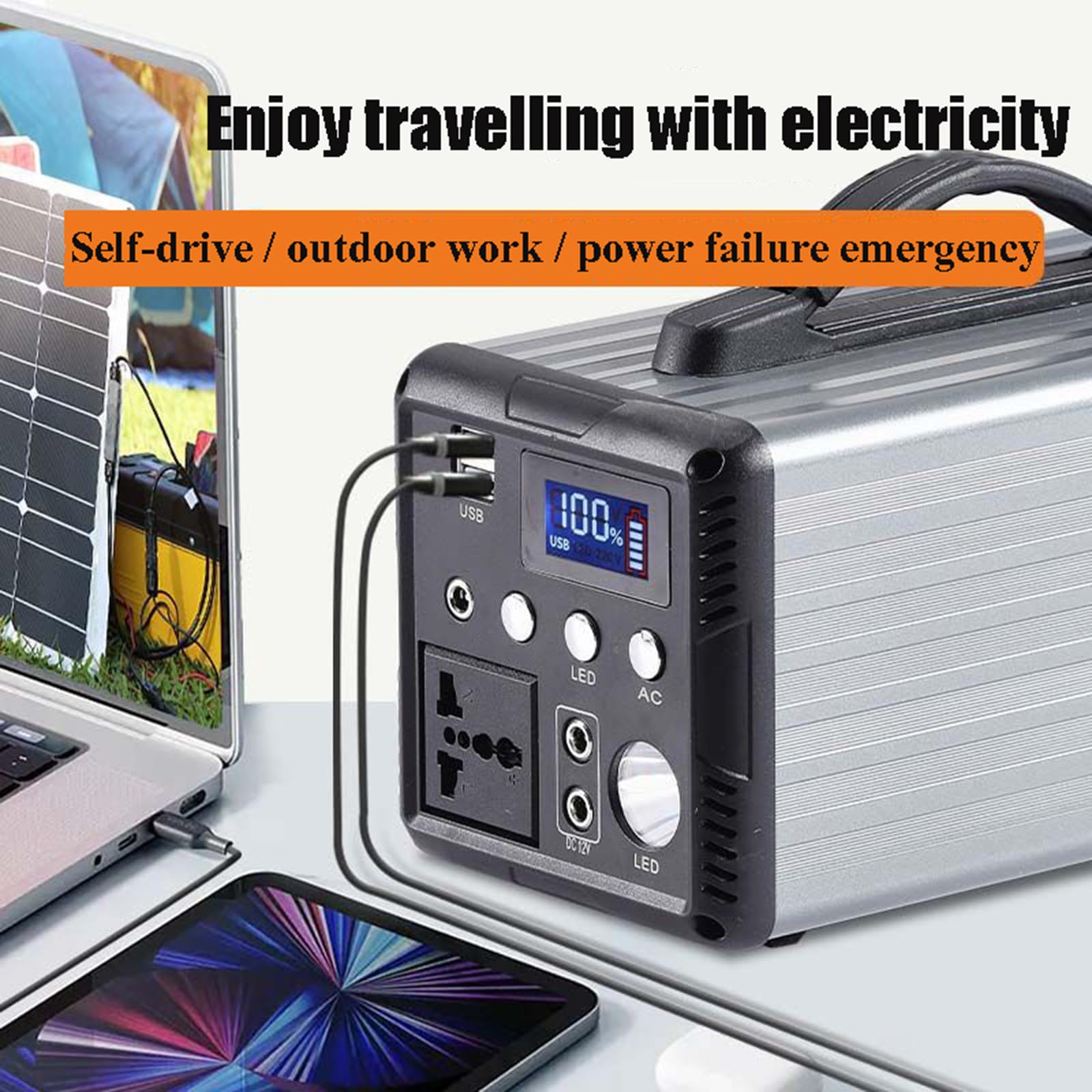Centrale elettrica Portatile, generatore Solare con Presa 220 V/500 W, Batteria agli ioni di Litio, Alimentazione Mobile per Viaggi all'aperto,156000mAh