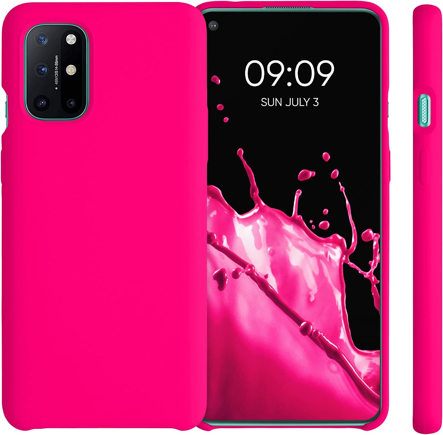 kwmobile Case Compatible with OnePlus 8T Case - TPU Silicone Phone Cover with Soft Finish - Neon Pink