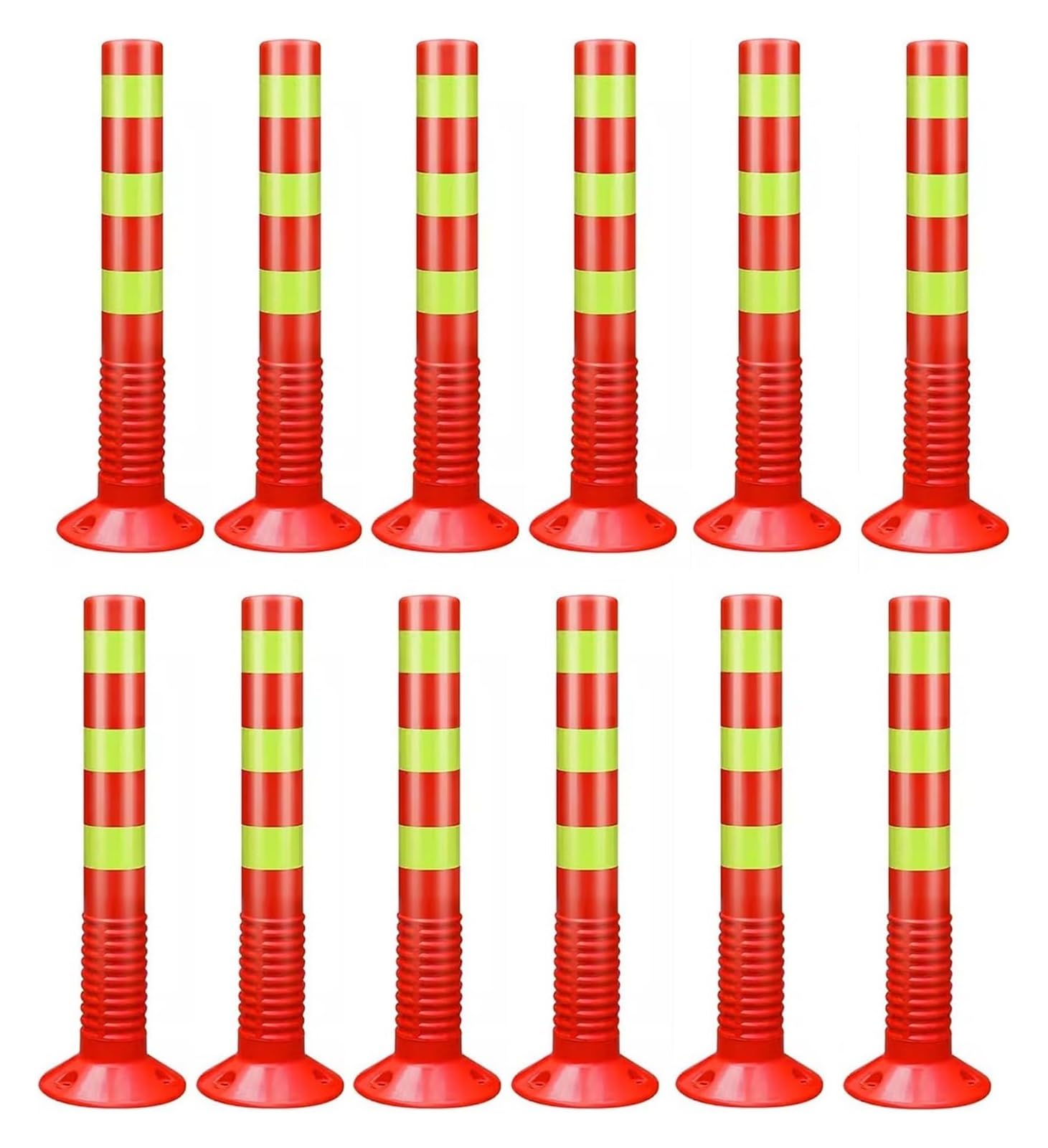 HCZKIUJY Traffic Delineator Post,Safety Warning Column, Parking Cones Traffic Delineator Safety Post for Parks/Garden Pathways/Streets Commercial Flexible Caution Bollard (Red 12 Pack)