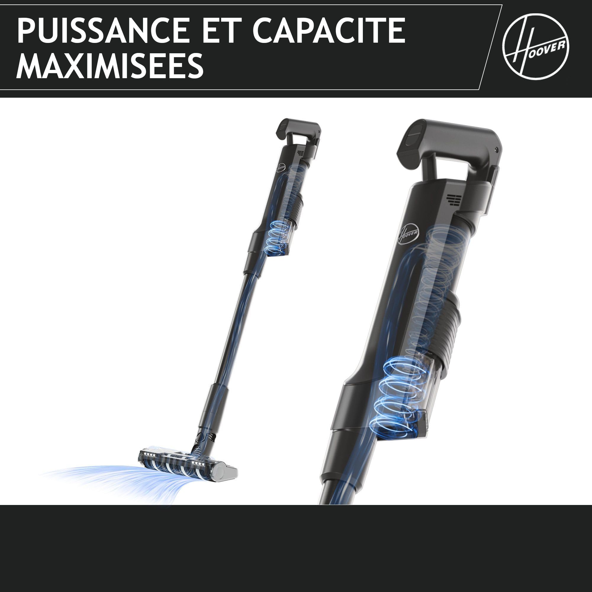 Hoover Ultra-léger HF201P Aspirateur Balai sans Fil, Turbobrosse Spécial Animaux, Technologie Ultra Compact x3, 1L, Puissant 50AW, 40 Min, Brosse Sols durs Anti-Twist, Eclairage LED, Noir & Ver