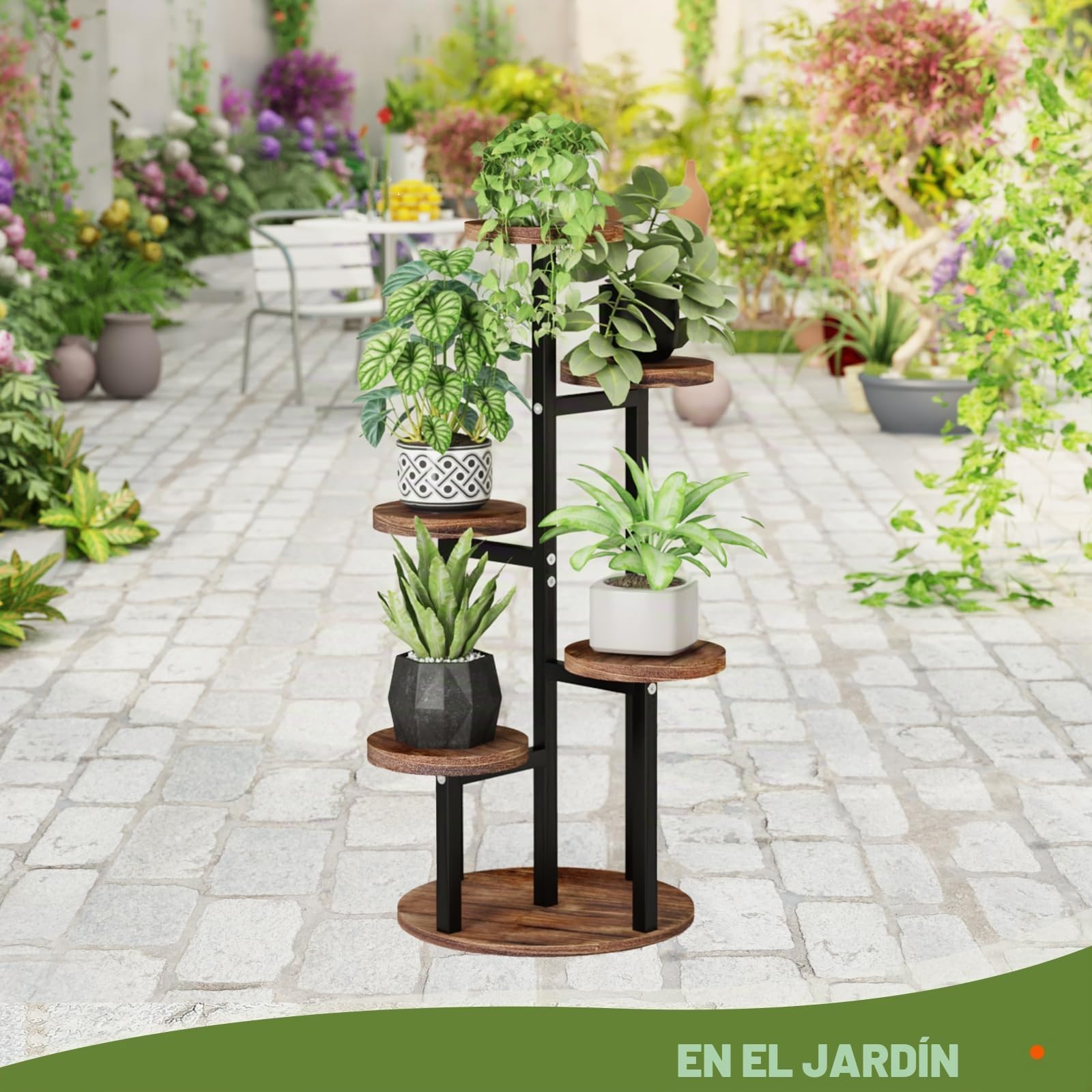 Bamworld Soporte Para Plantas De Madera, Escalera Para Flores, Estantería Para Plantas, Estantería De Flores, Escalera Para Flores Al Aire Libre, Resistente A La Intemperie, Estantería De 5 Niveles