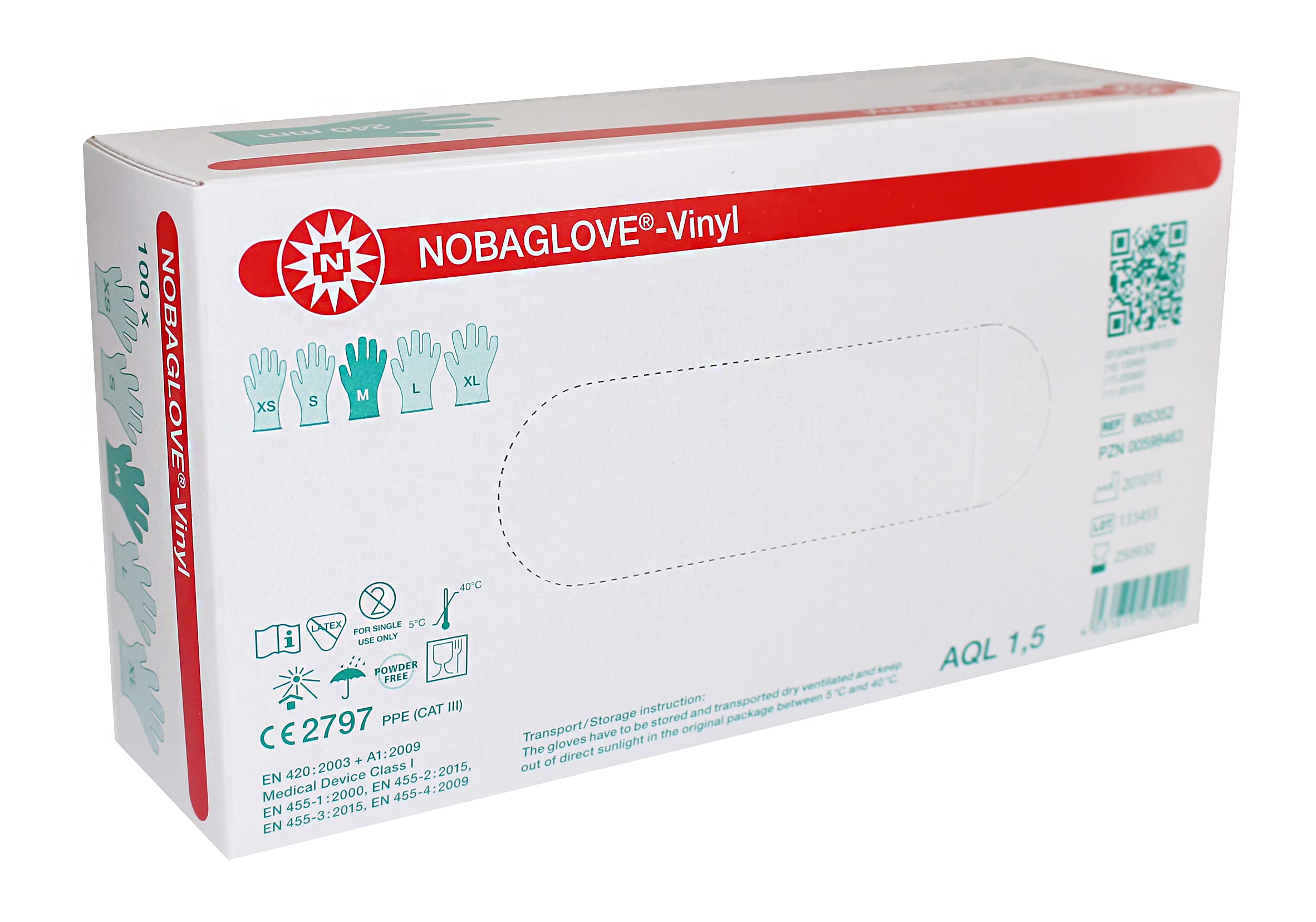 Nobaglove Vinyl Puderfrei Einmalhandschuhe, Größe M, 10 x 100 = 1000 Stück