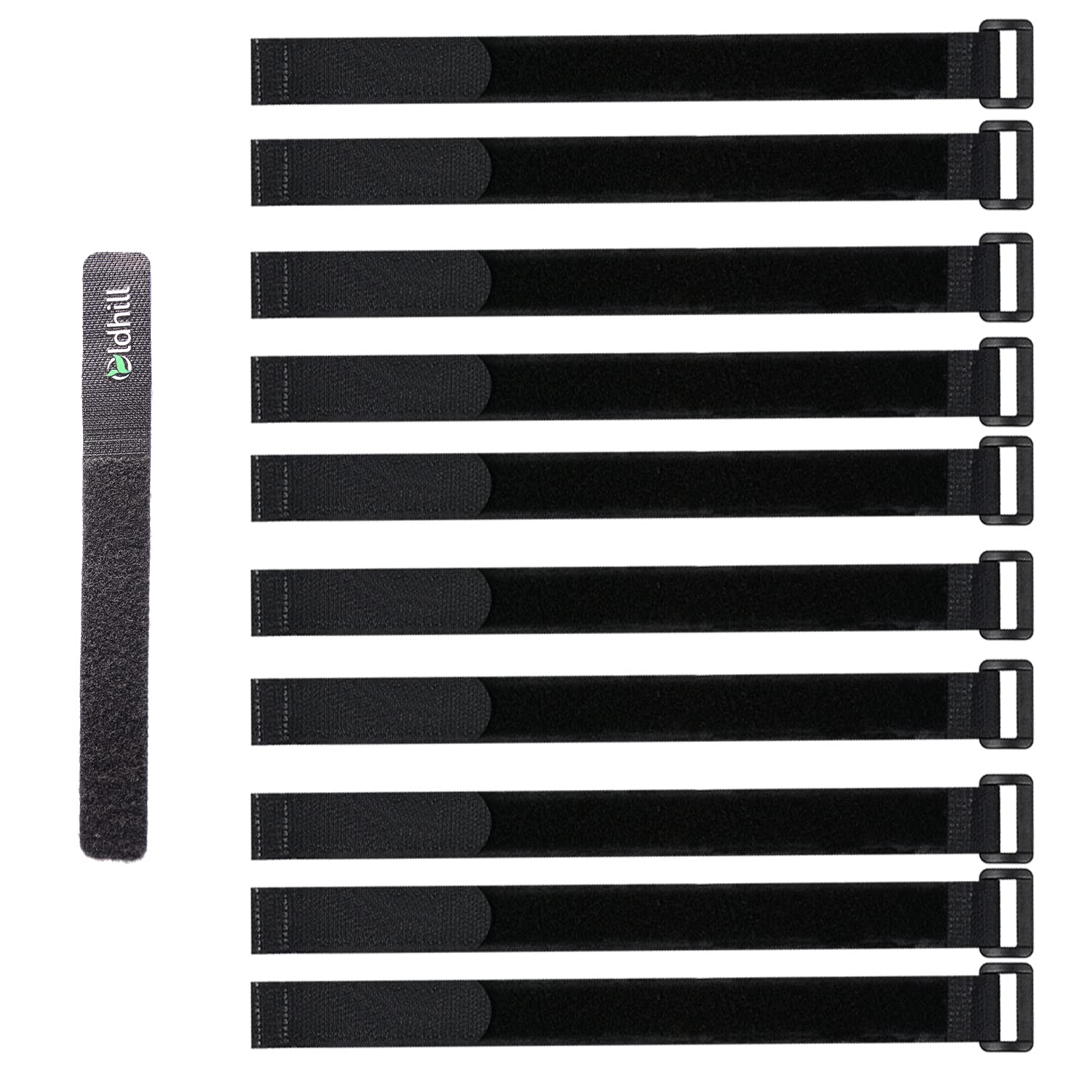 Oldhill Hook and Loop Cinch Straps Adjustable and Reusable - 10 Pack (24" x 1", Black)