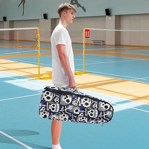 Miniatura 8 de Sporting Goods - Bolsa de tenis transpirable con calavera abstracta blanca para tenis, bádminton, bolsa de tenis para mujer