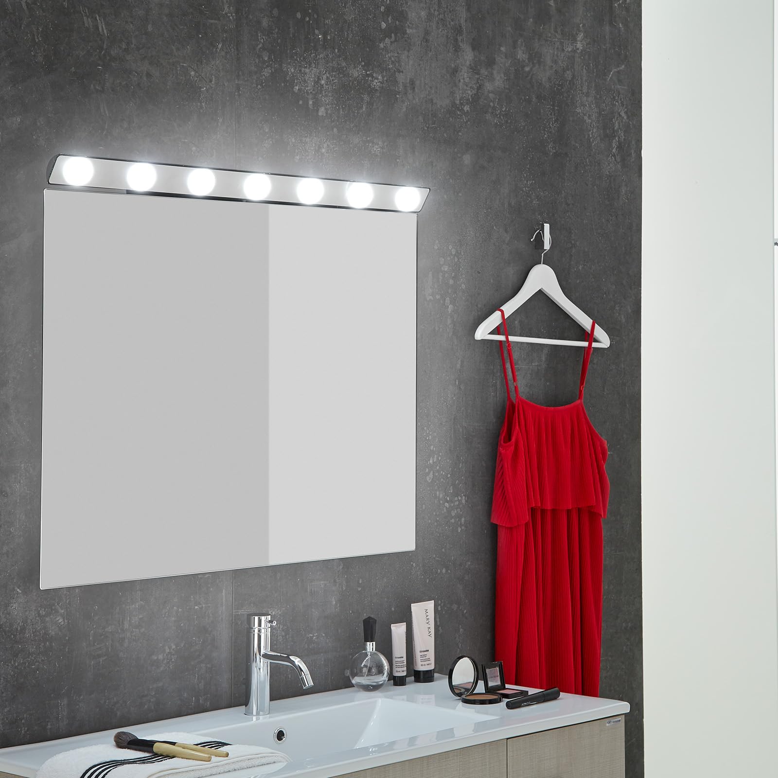 Aplike - Luci per specchio trucco, applique Hollywood con luce fredda (5700 K), luci da toeletta di facile installazione (85 cm)