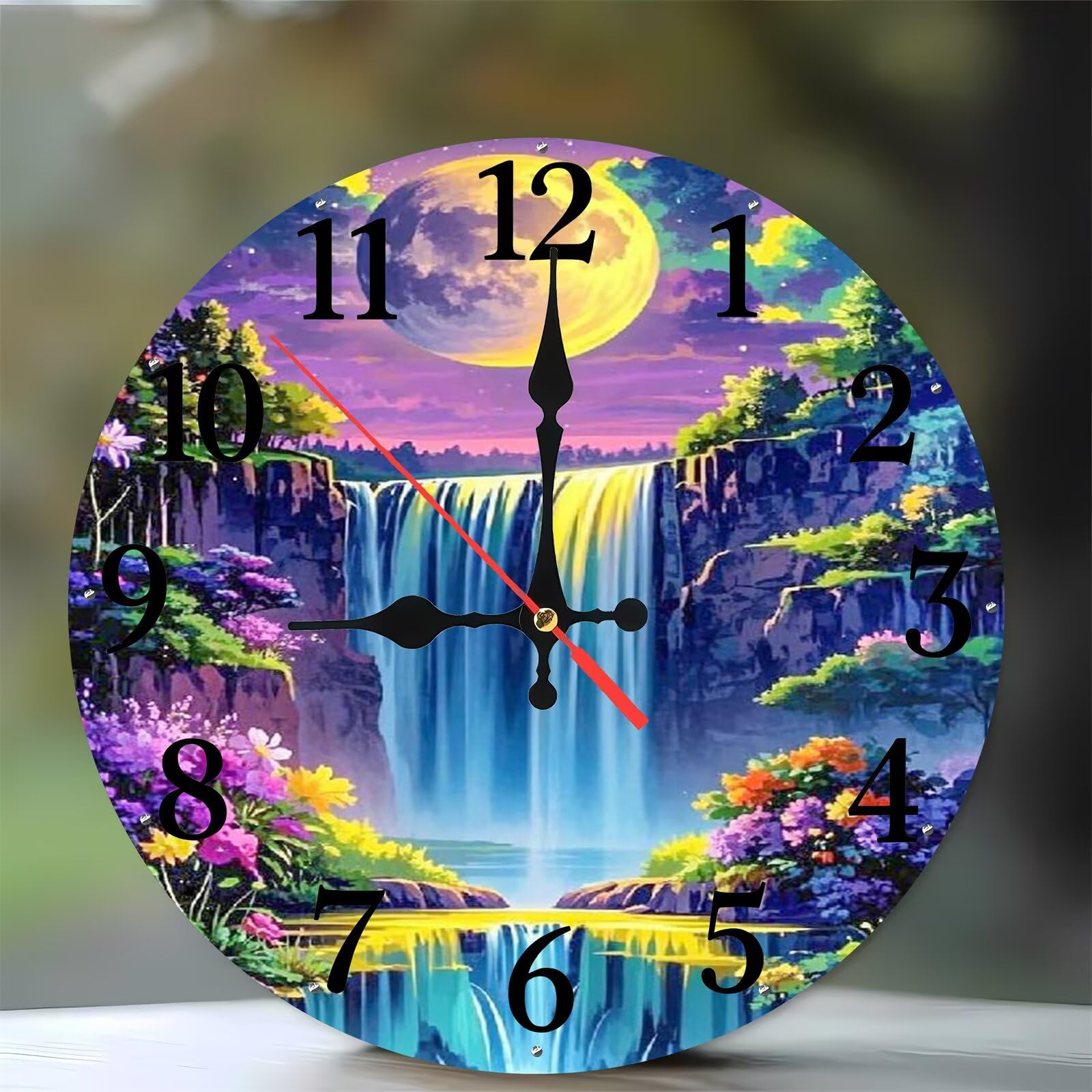 Horloge décorative silencieuse sans tic-tac ronde en bois 35 cm pour un sommeil paisible