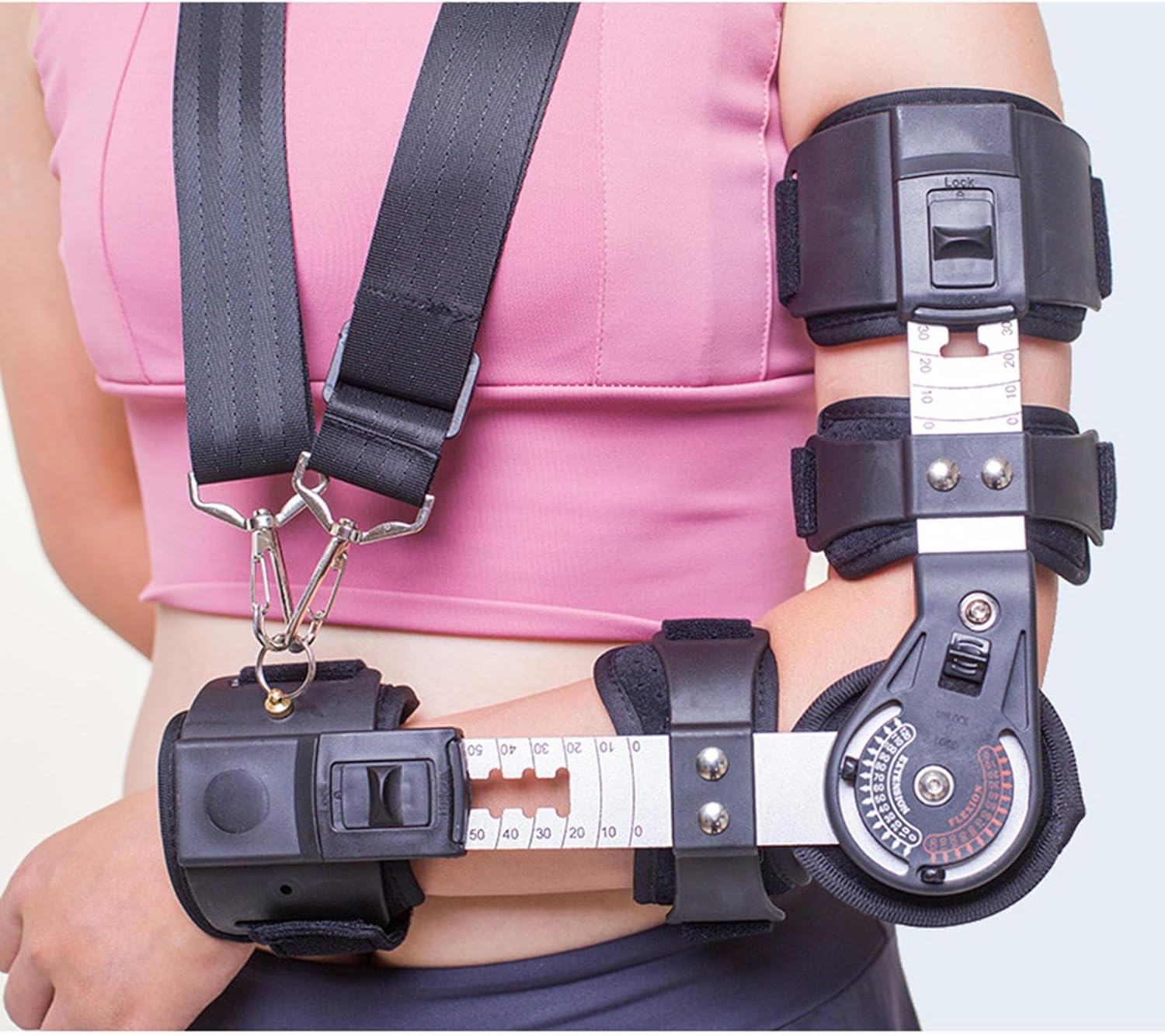 Durable Elbow Brace, Adjustable Elbow Brace for Men and Women, Breathable Arm Brace, Post Op Elbow Brace for Arm Fracture Fixation, Elbow Injury,Right，Right