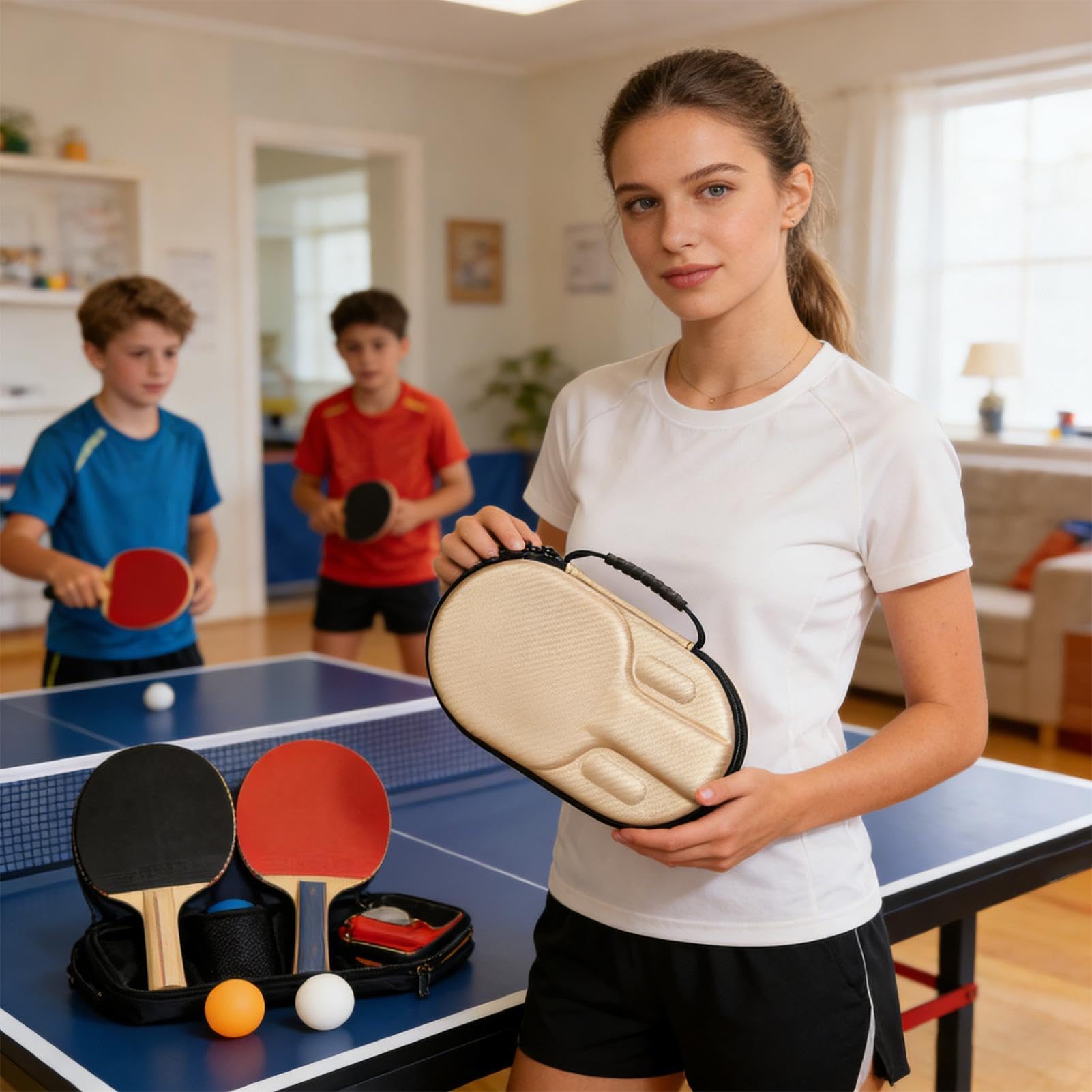 Valigetta rigida per ping-pong, borsa per il trasporto, per bambini, adolescenti, giocatori di club, squadre scolastiche, appassionati di torneo, palestra, atleti, parchi, campi estivi