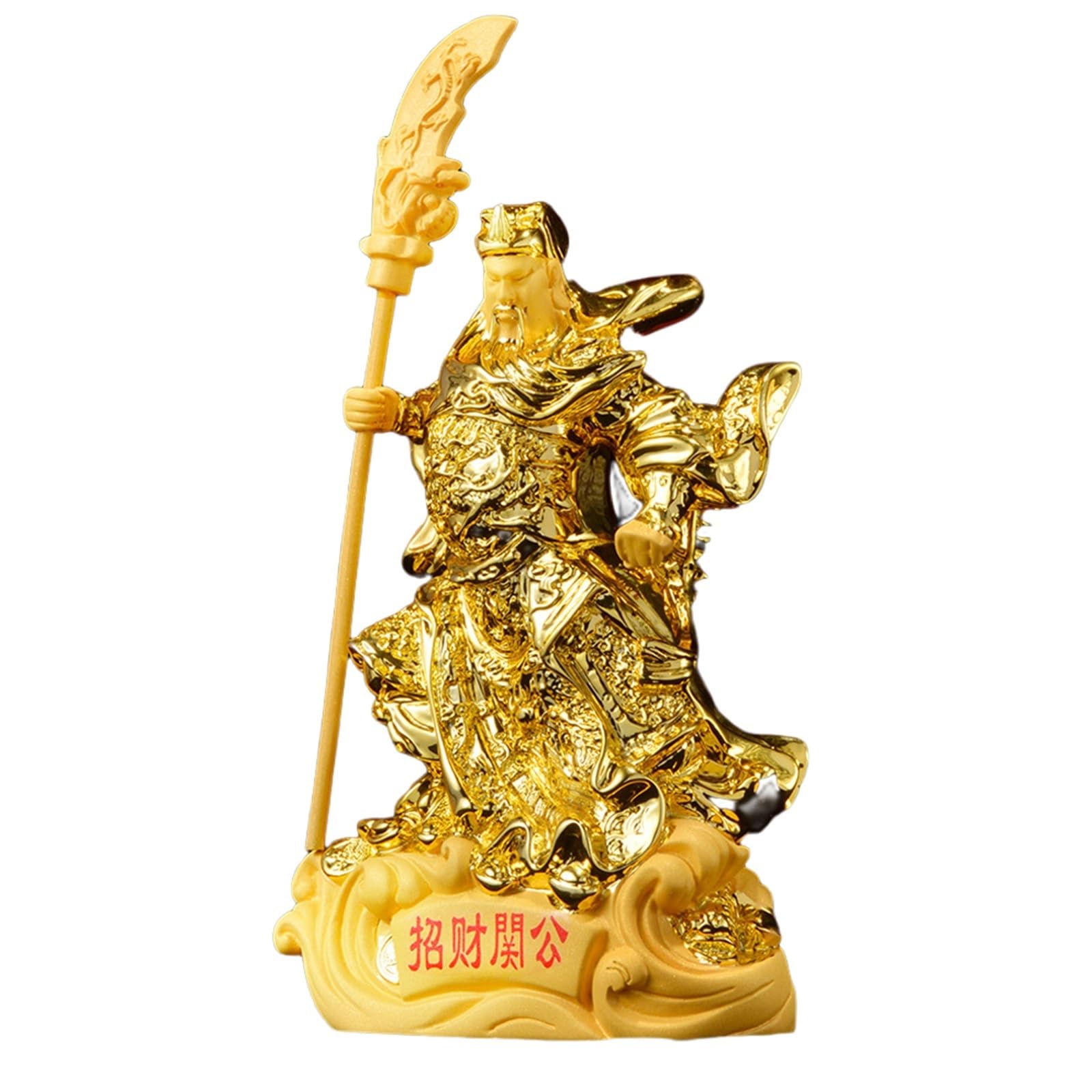 Asxcaq Gold Guan Yu Statue, Guan Gong Statue, Kwan Kung, Kuan Gong Statue - God Of Wealth God Of Fortune - Kwan Kung Kong Statue Cai Shen Statue God Of Fortune God Of Wealth Home Office Decor