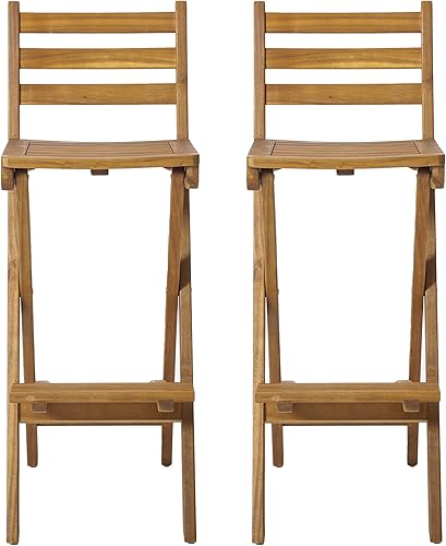 Christopher Knight Home Tundra - Juego de 2 taburetes plegables de madera para exteriores, color natural