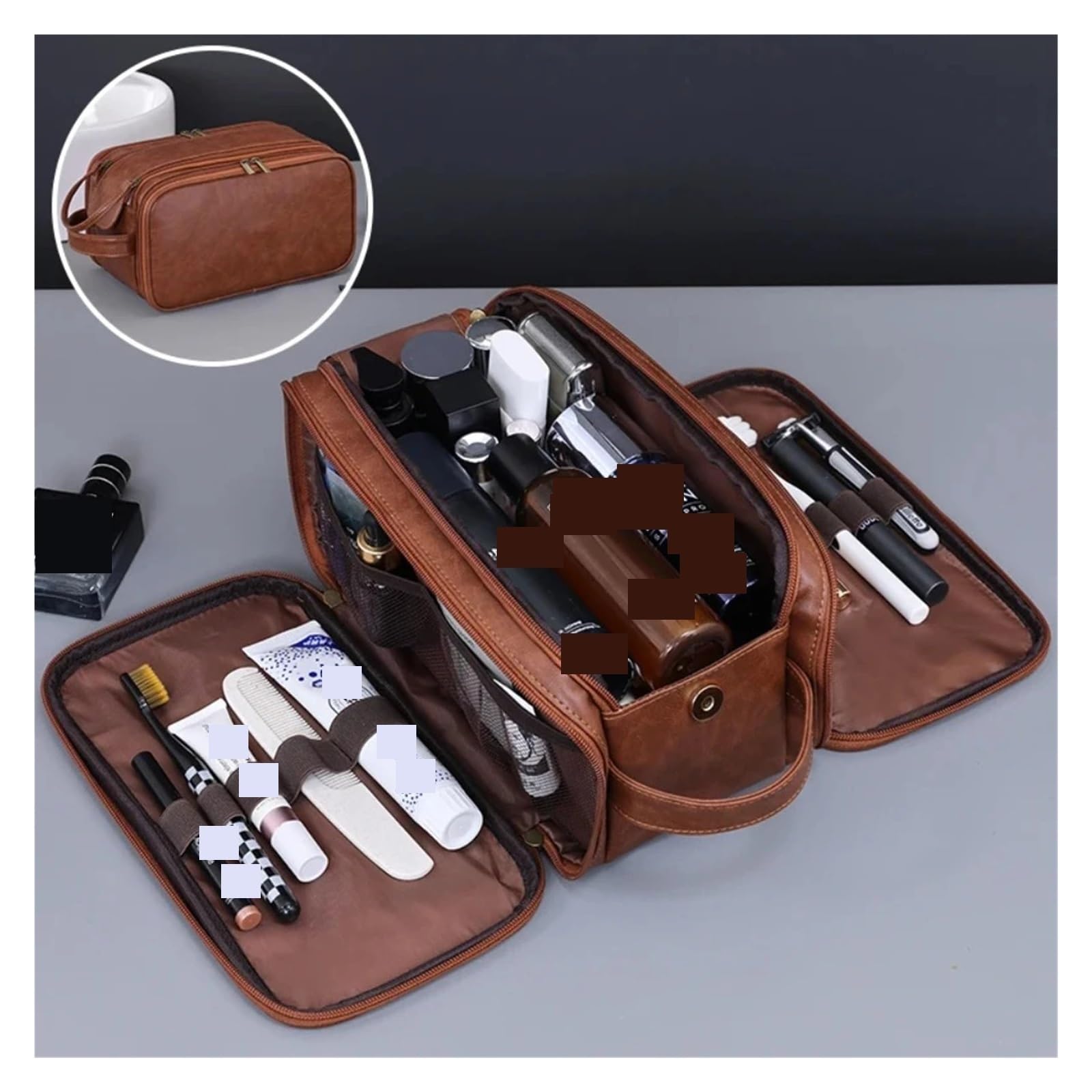 Borsa da toilette in pelle Multi Pockets PU Toiletry Bag For Women Men Travel Essentials Makeup Bags Waterproof Hanging Cosmetic Washing Organizer(Color 13)