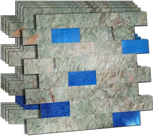 XUANINY Azulejos autoadhesivos para despegar y pegar azulejos de madera de metal adhesivos de aluminio para salpicadero de cocina tocadores de baño