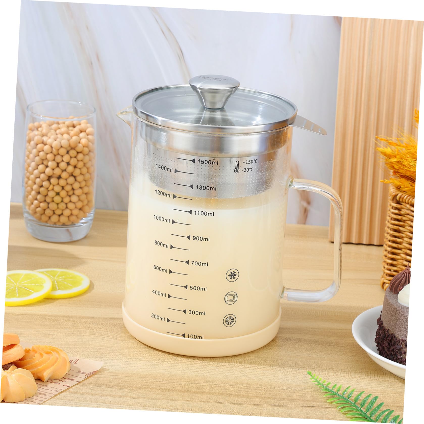Homoyoyo Caraffa Filtrante in Vetro e Acciaio Inox per Latte di Soia e Succo Filtro Rete Fine da Cucina