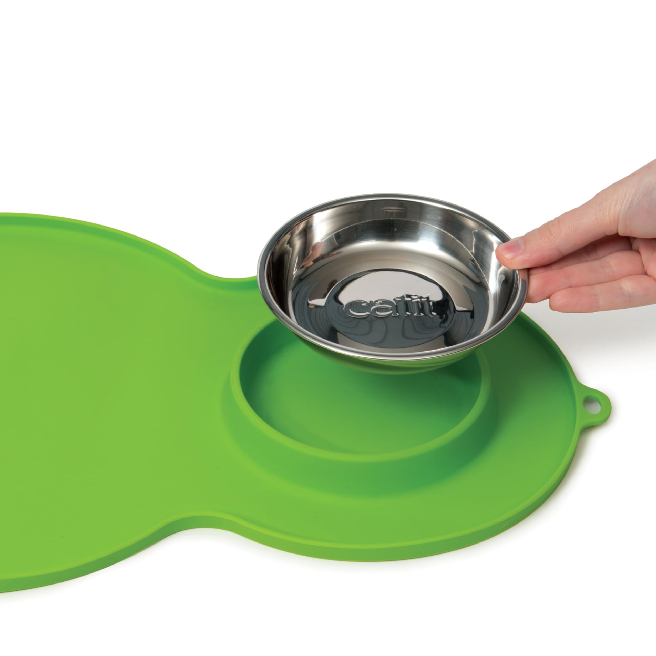 Catit Alfombra Silicón Con Comedero Inox Verde