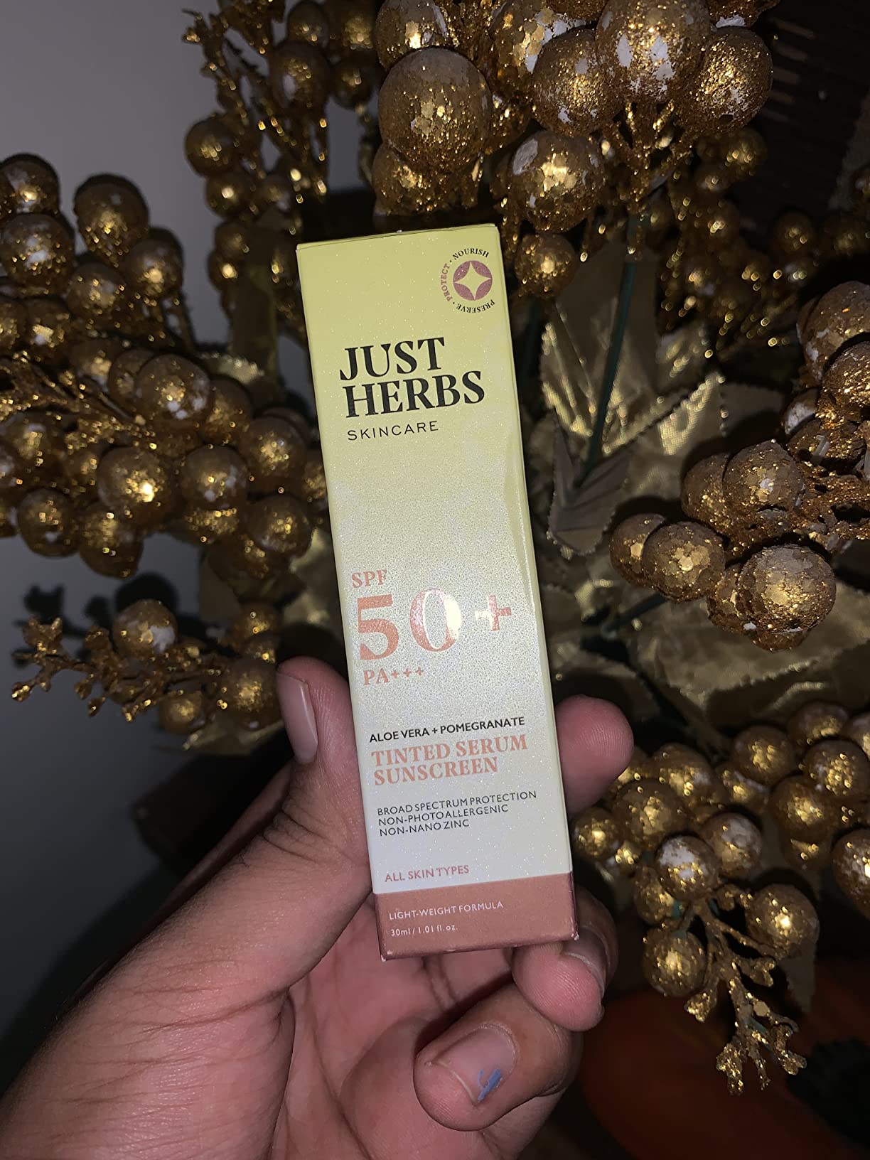 Just Herbs Tinted Sunscreen SPF 50+ PA++++ UVA/UVB Protection for Oily