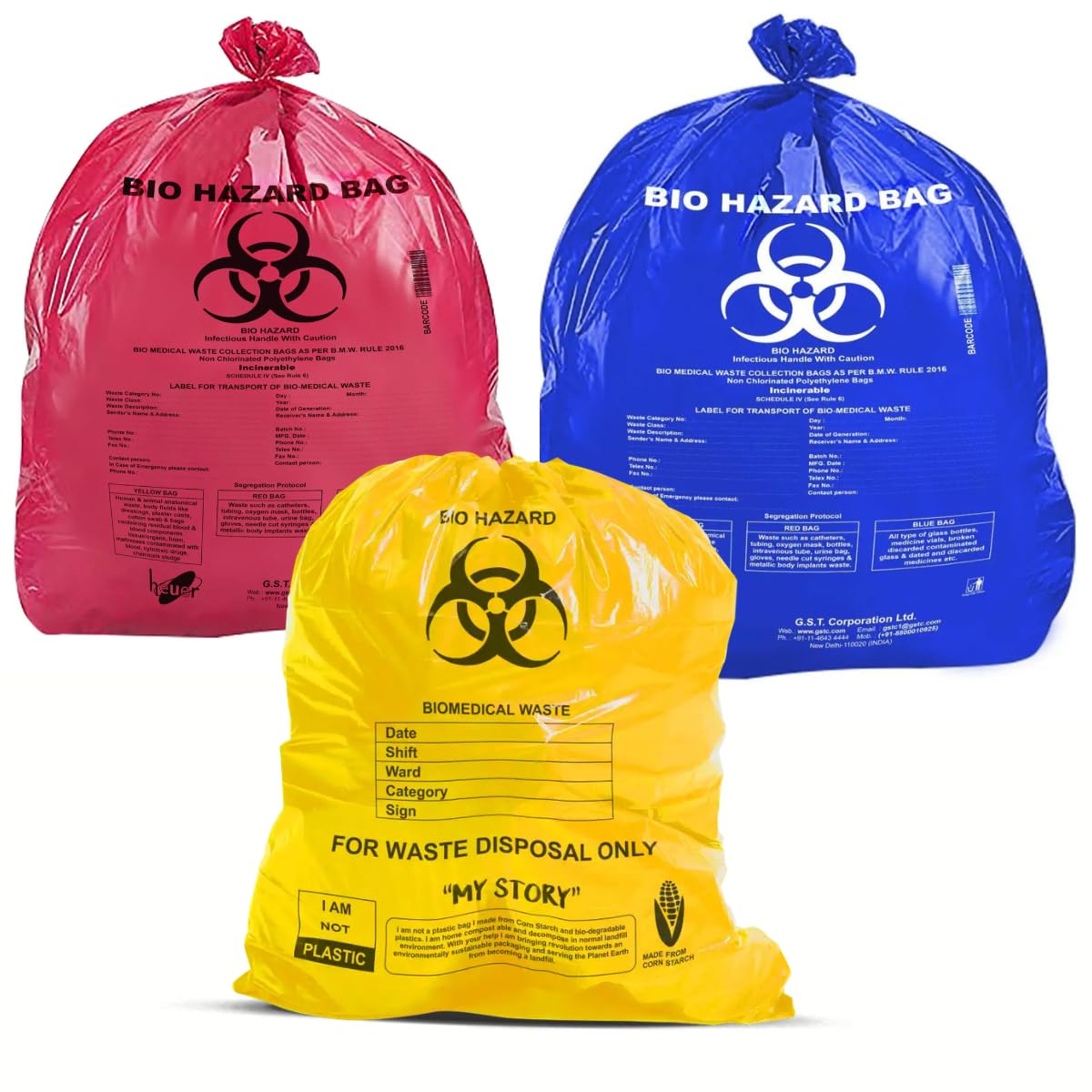 R & R Biomedical/Biohazard Wastebags BMW Bags 19 X 21 (RED-20 BLUE-20 YELLOW-20) Pack of 60 Pieces Heavy duty-picture-11