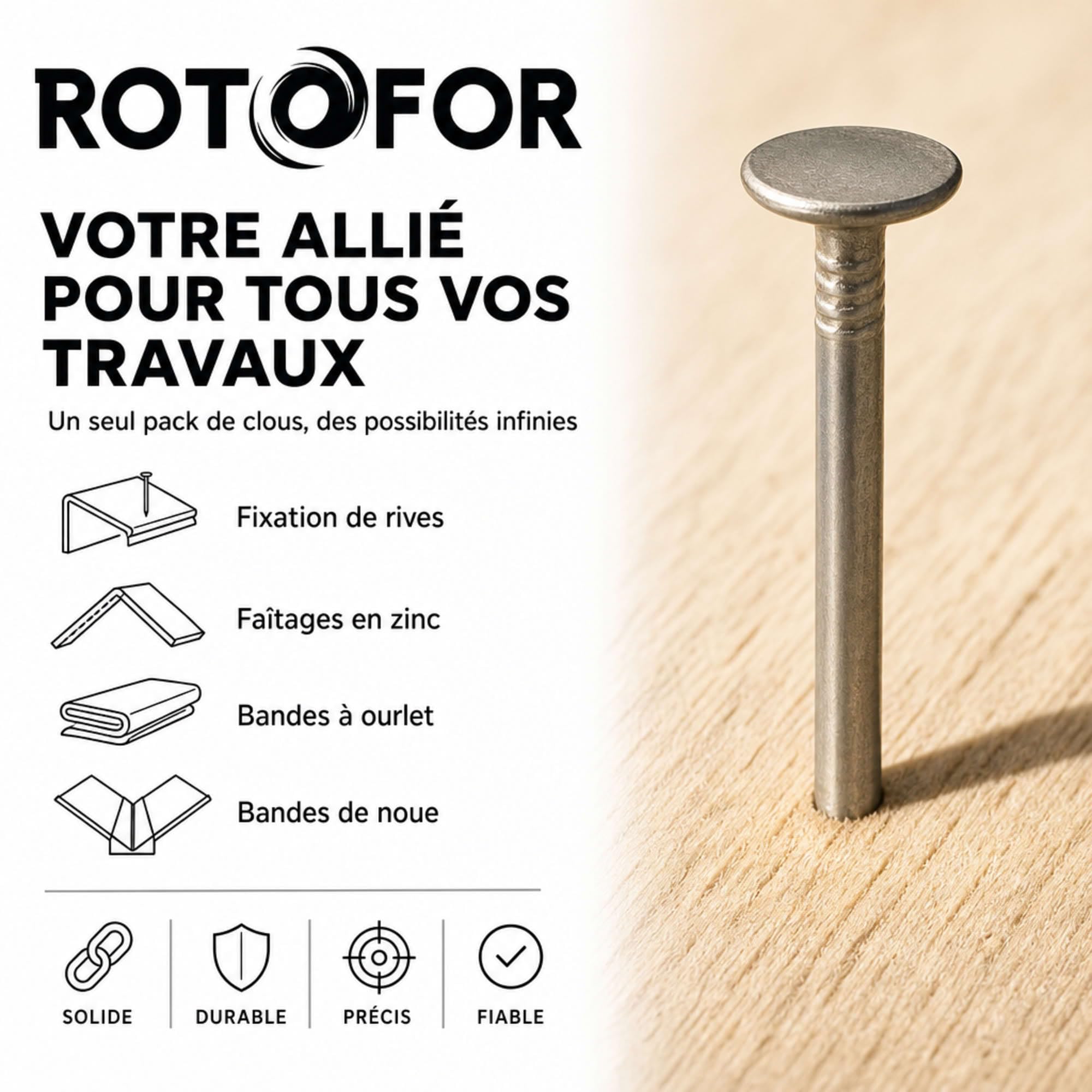 50 Clous Calotins - diamètre 2,7 mm - Longueur 30 mm - Diamètre 2,7 mm