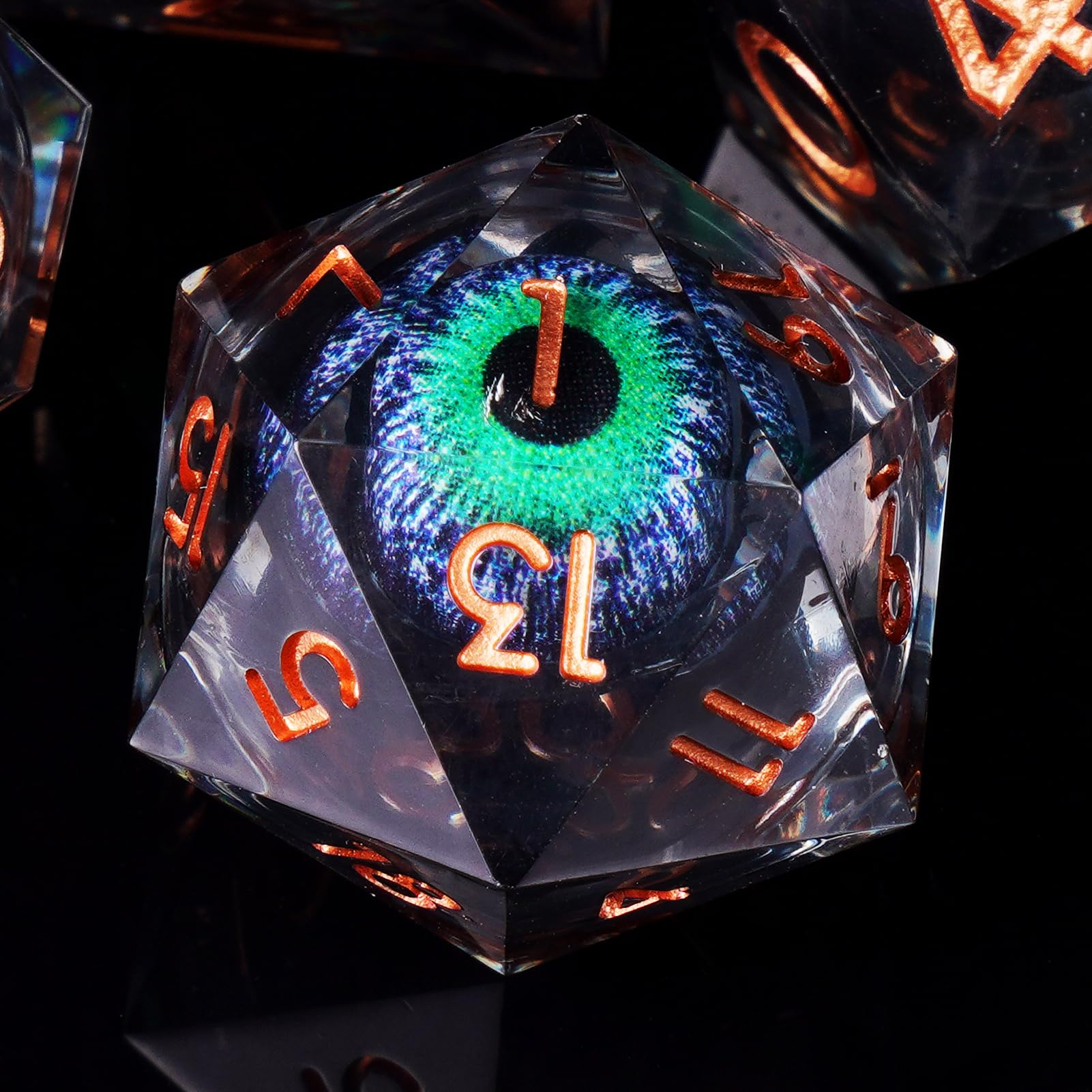 ORUZA 7 PCS Dragon Eye DND Dice Liquid Core D&D Dice Resin Sharp Edge Polyhedral D&D Dice Set for Dungeons and Dragons Role Playing Die D20 D12 D10 D8 D6 D4 D% - Image 3