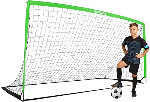 RUNBOW 11x5.5' 9x5' 6x4' FT Kids Soccer Goal with Carry Bag, Portable Folding Soccer Net for Backyard Training, IndoorOutdoor Use for Youth and