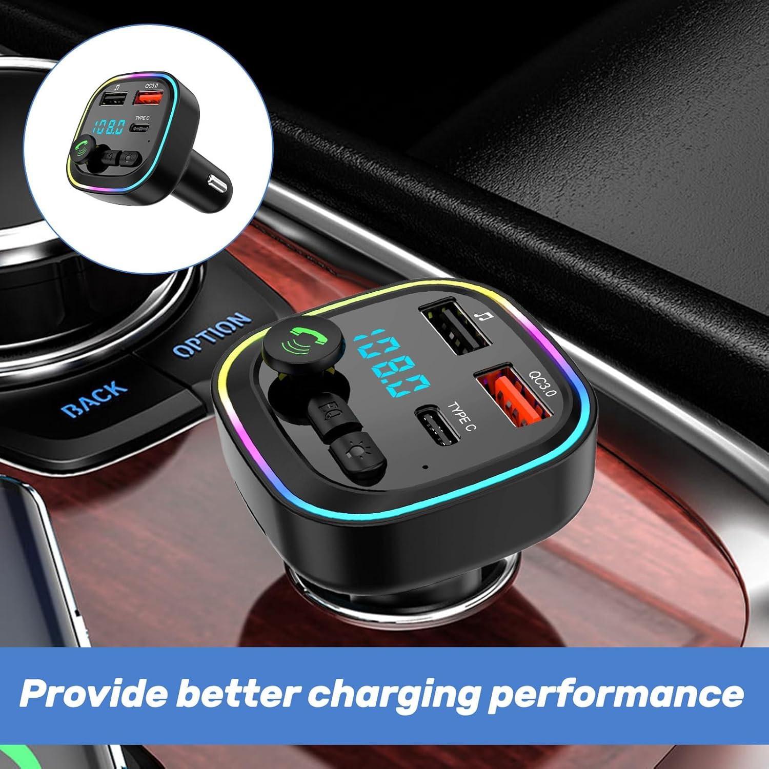 Car Bluetooth Transmitter,5.3 FM Bluetooth Car Adapter,PD 20W & QC 3.0 Fast Charging,FM Bluetooth Transmitter Dual Usb+1 Type-C,Hands Free Calling FM Transmitter Bluetooth,Supports USB/TF/SD — view 6