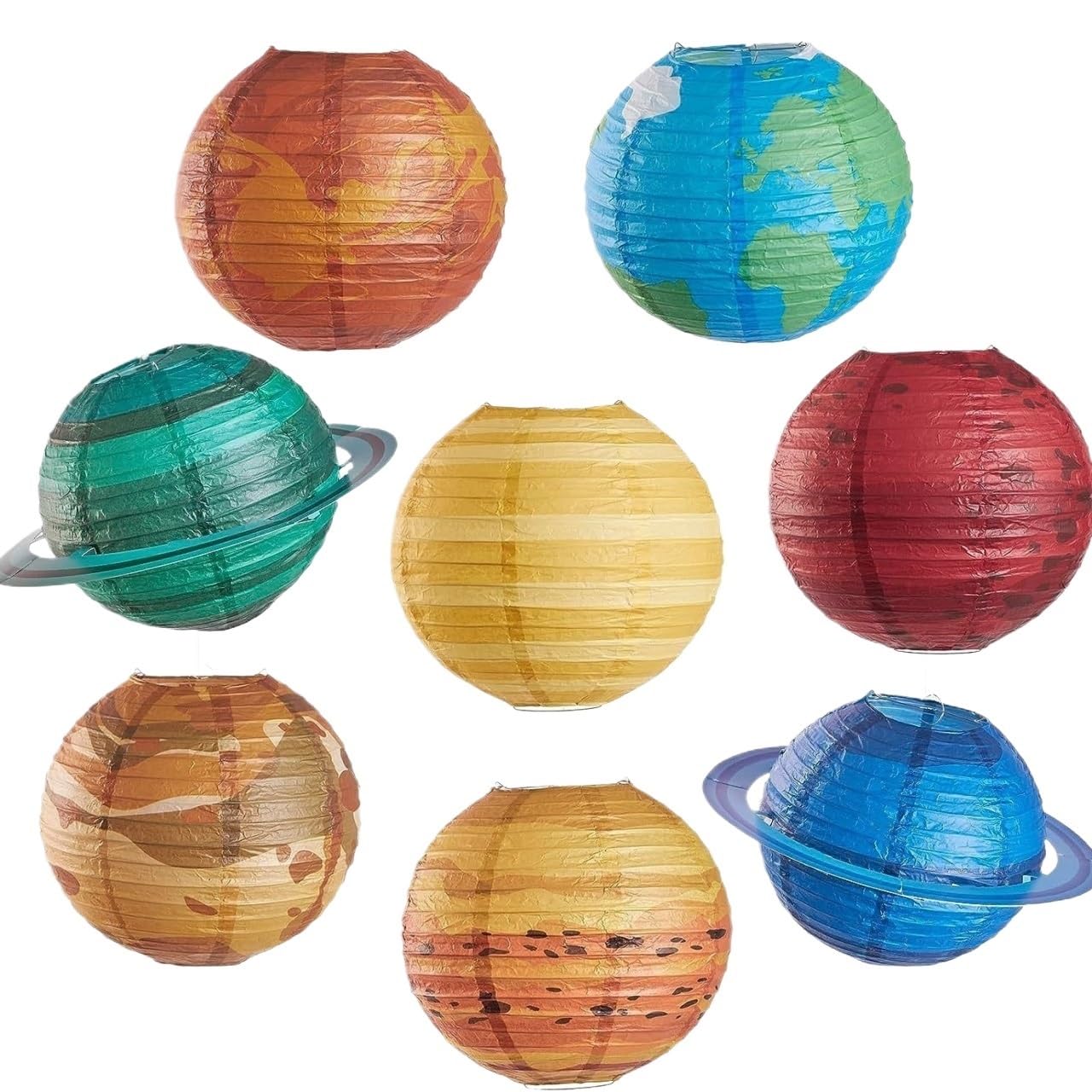 8pcs/Set Outer Space Party Decorations Hanging Planet Paper Lanterns Astronaut Galaxy Solar System Theme Party Supplies