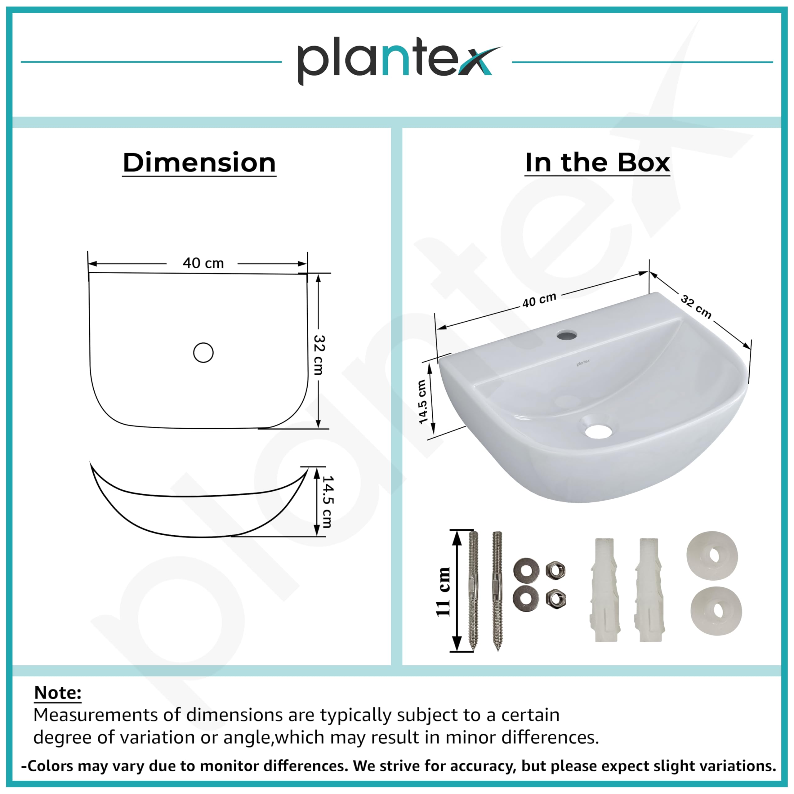 Plantex Orchid Ceramic Wash Basin - Wall Mounted Sink -4