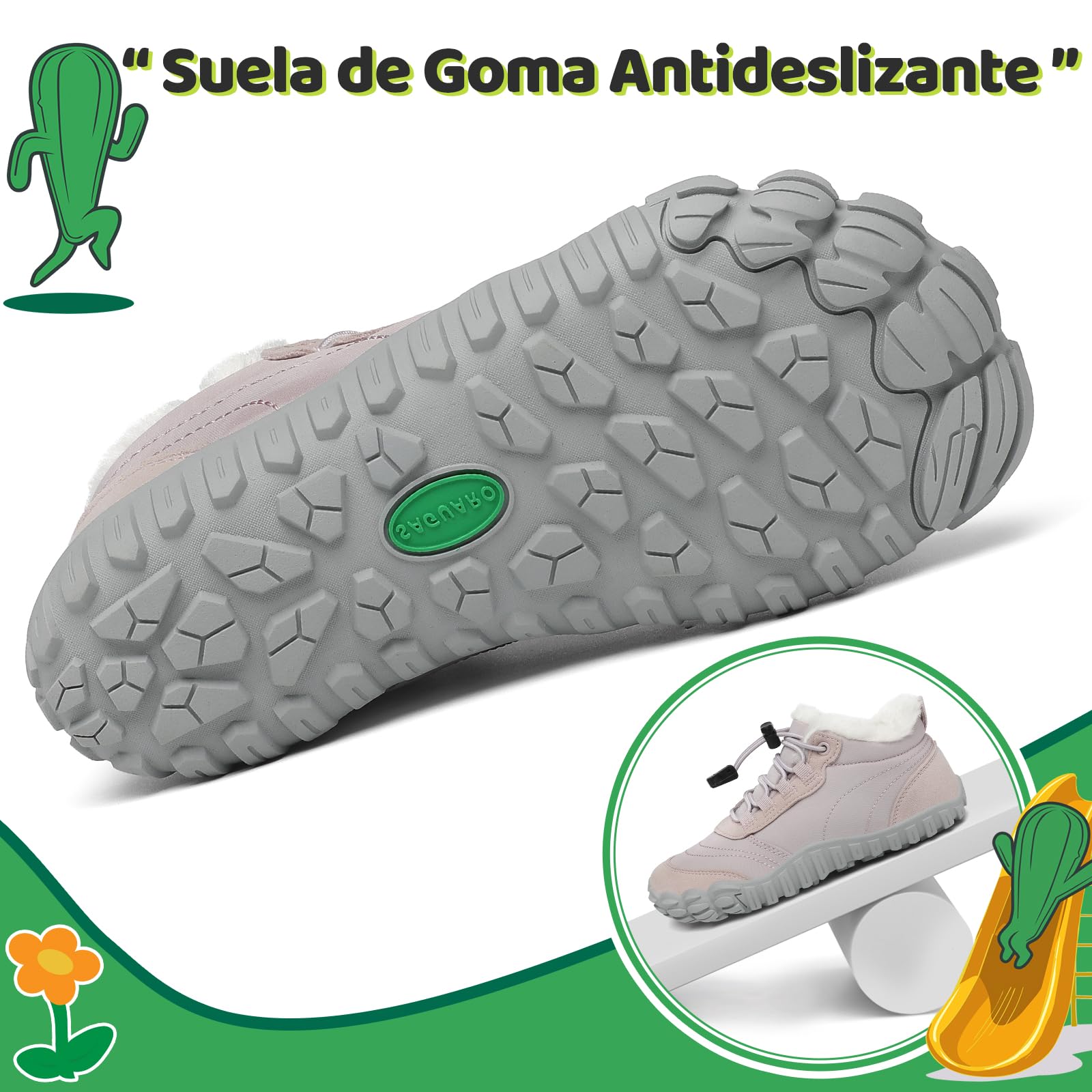 SAGUARO Barefoot Botas de Invierno Niños Cómodas y Lígeras con Forrados Caliente - Will Ⅰ, Talla 25-36
