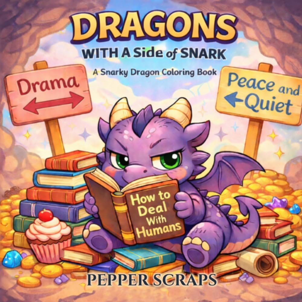 Dragons with a Side of Snark: A Snarky Dragon Coloring Book for Adults Featuring Cute Dragons, Relatable Quotes, and Cozy Chaos (A Side of Snark Coloring Books)