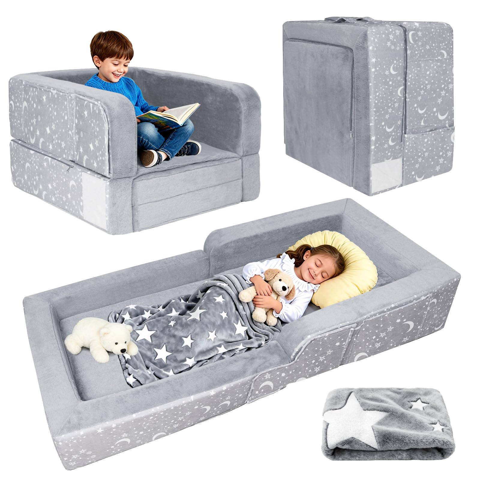 Photo 1 of Portable Toddler Travel Bed, 2 in 1 Foldable Toddler Bed for Travel
