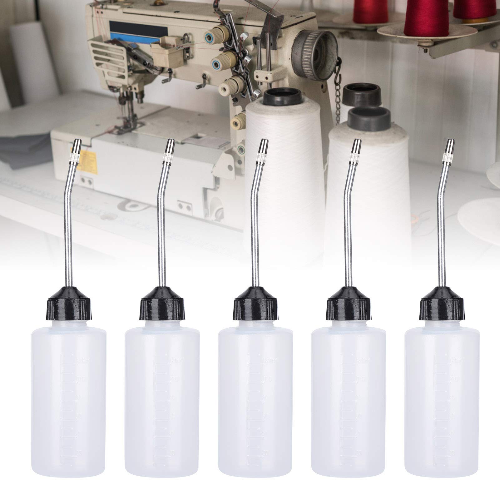Tnfeeon 5Pcs Oliatore Per Macchina Da Cucire In Plastica, 120ML Tappo A Vite Con Beccuccio Esteso Bottiglia Di Olio Dispenser Per Lattine Di Olio