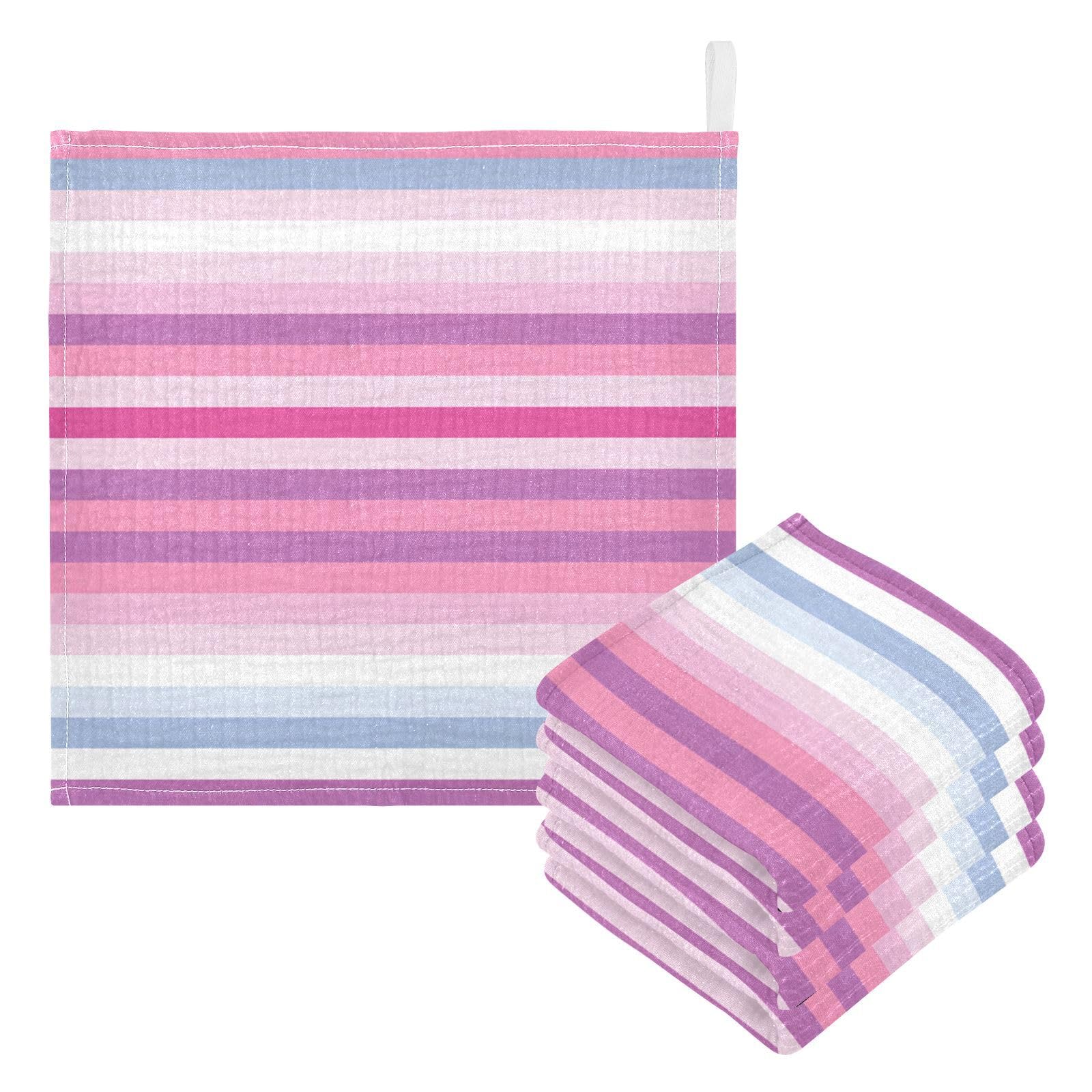 Kigai Colorful Stripes Baby Washcloths,5pcs Ultra Soft Absorbent Towel,Newborn Bath Face Towel, Natural Reusable Baby Wipes for Sensitive Skin, Baby Registry as Shower