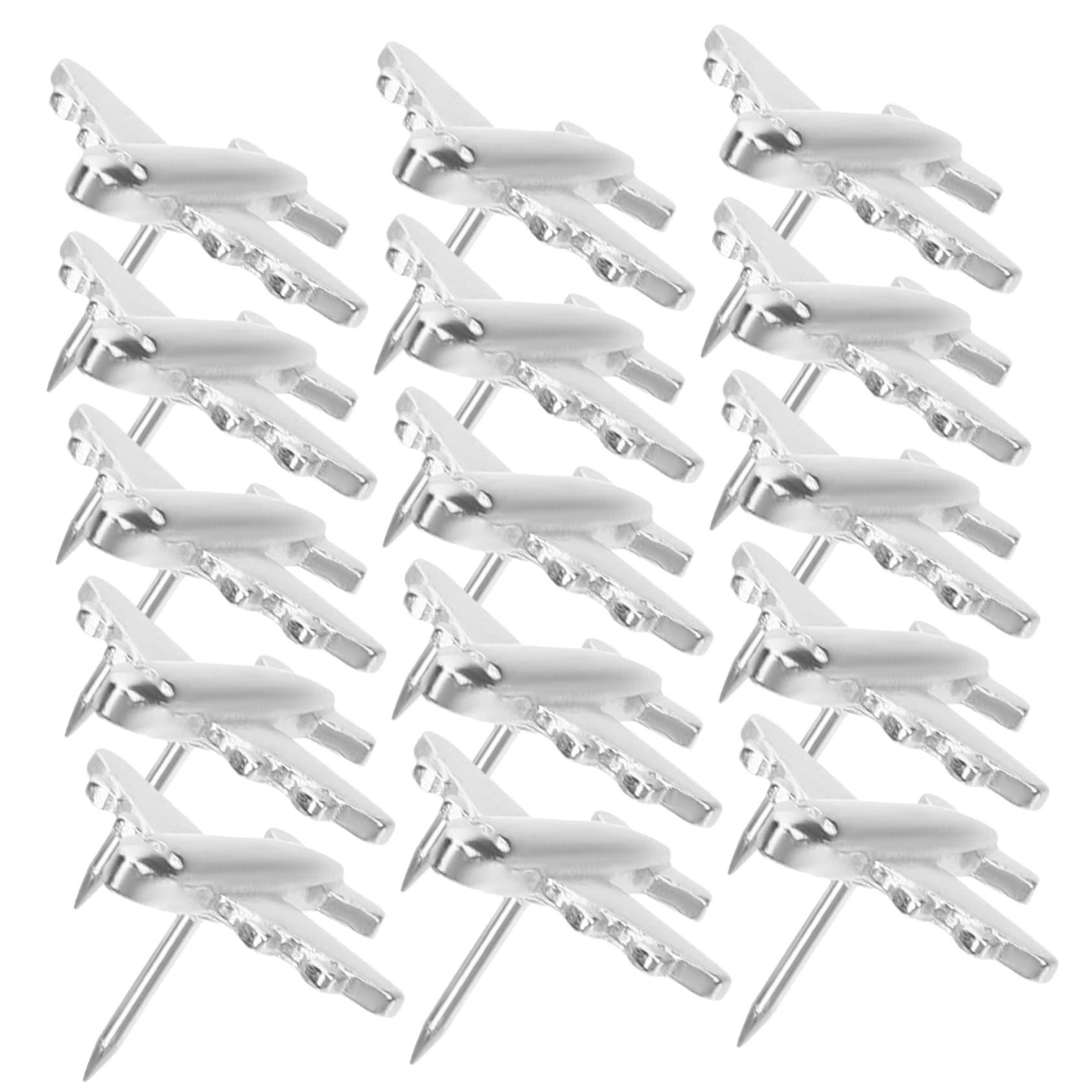 Punaises d'avion en métal argenté POPETPOP | 12 épingles de fixation pour tableau en feutre