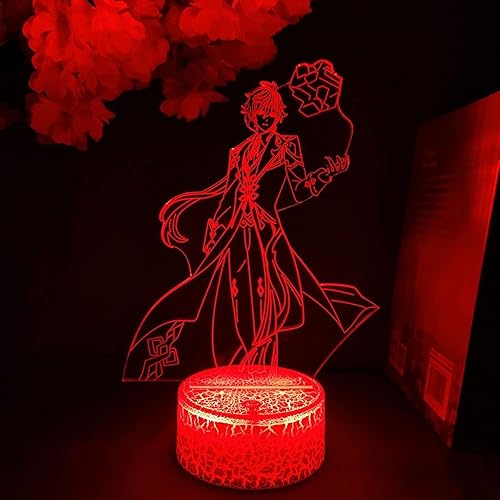 Miniatura 1 de GBUSCH Genshin Impact Figurine 3D LED Manga Anime Lámpara Regalo Acrílico Luz Noche Intermitente Regalo Escritorio Decoración Habitación