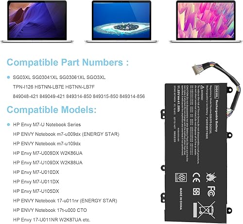 Miniatura 7 de SG03XL - Batería para portátil HP Envy M7-U109DX M7-U009DX 17t-U000 17-U011NR 17-U163CL 17-U177CL 849048-421 849049-421 849314-8500 8493 15-850