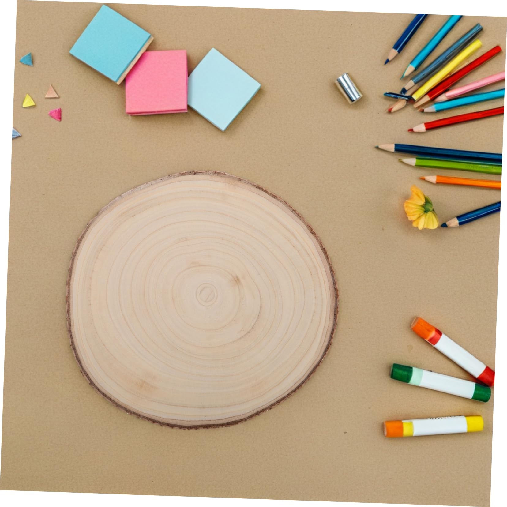 2 Stück Ungebeizte Holzscheiben zum Selbermachen mit Rinde | Beige, Holz, für Malerei und Vielseitige Nutzung, Geeignet für Profis und Anfänger, Bastelbedarf