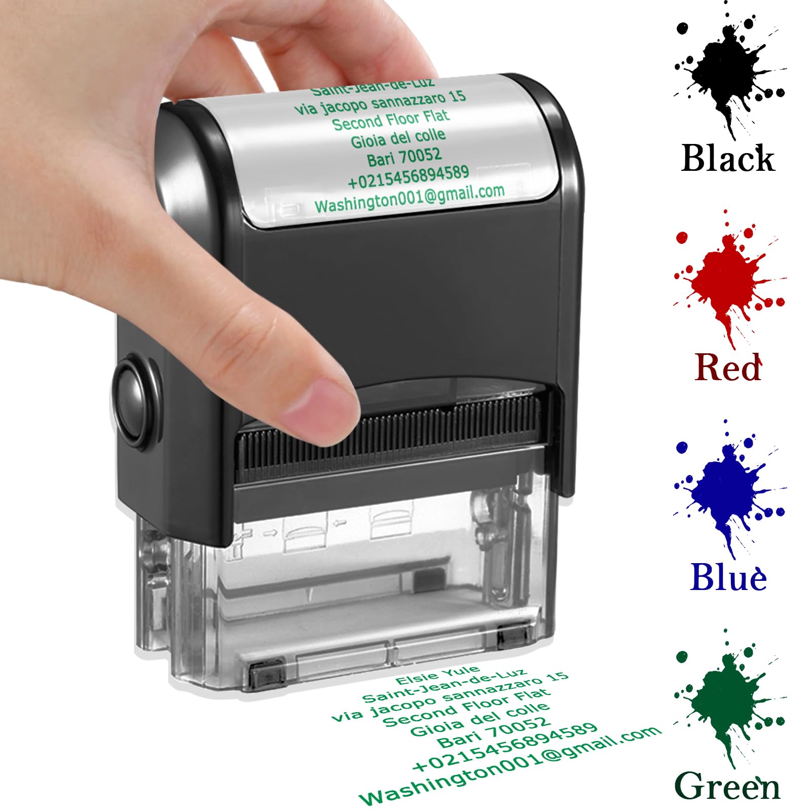 Custom Stamp Self Inking Stamps Personalised Return Address Rubber Stamp for Business, Up to 8 Lines