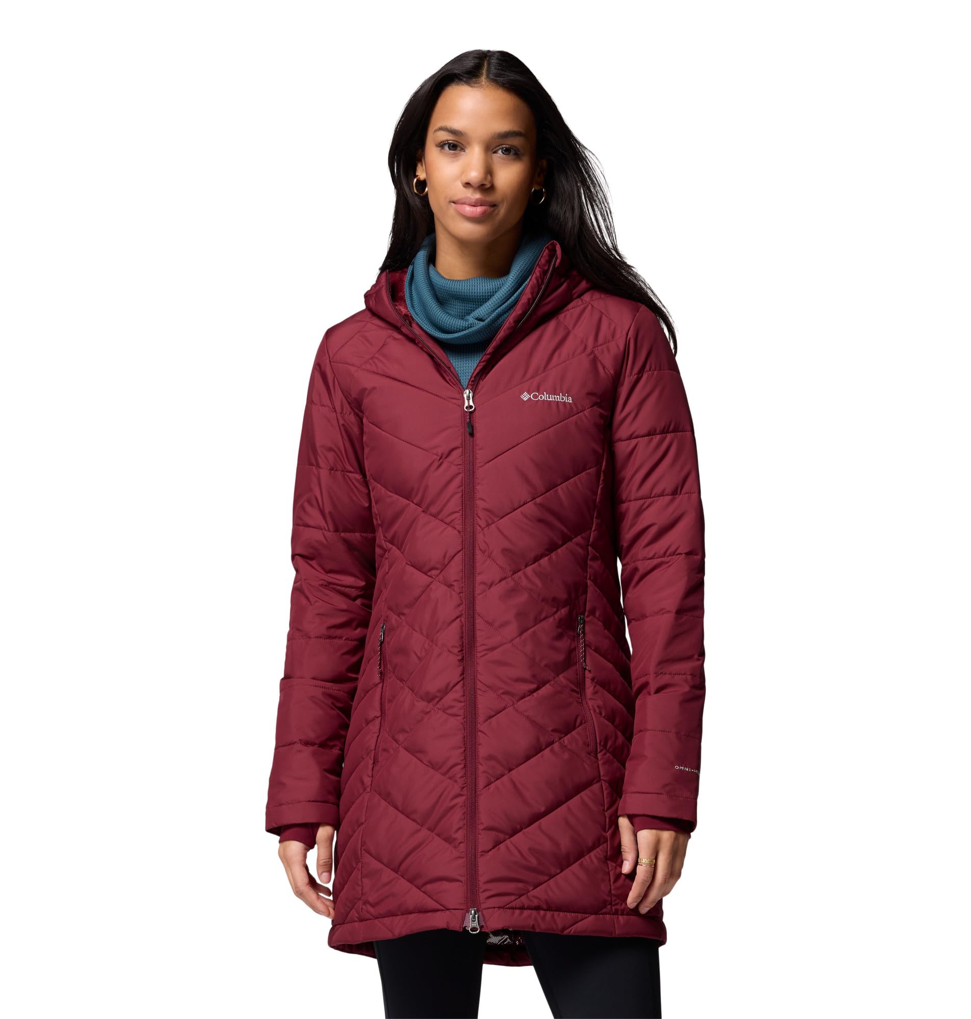 Columbia Heavenly Long Hdd Jacke Columbia Chaqueta larga con capucha para mujer, azul canyon, 2X Mujer