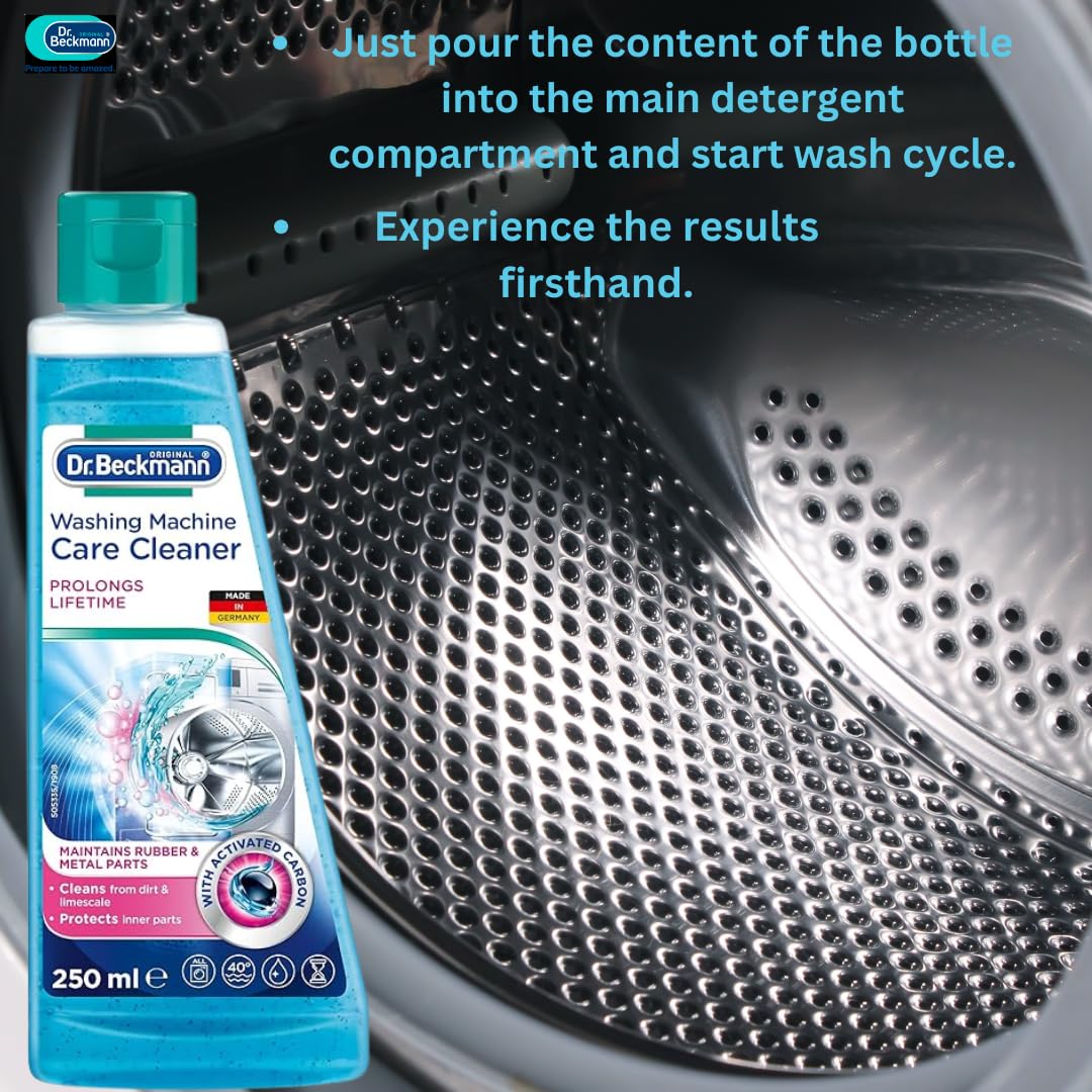 Dr. Beckmann Washing Machine Cleaner 250Ml, Washing Machine Care Cleaner With Activated Carbon, Cleans Dirt, Limescale & Protects Inner Parts, De-Scaler Is Suitable For Front And Top Load 1