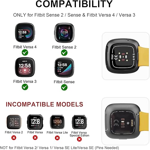 Miniatura 4 de Vanjua Correa compatible con Fitbit Sense 2  Sense Bands, Fitbit Versa 4  Versa 3 bandas para mujeres y hombres, correa de repuesto de silicona