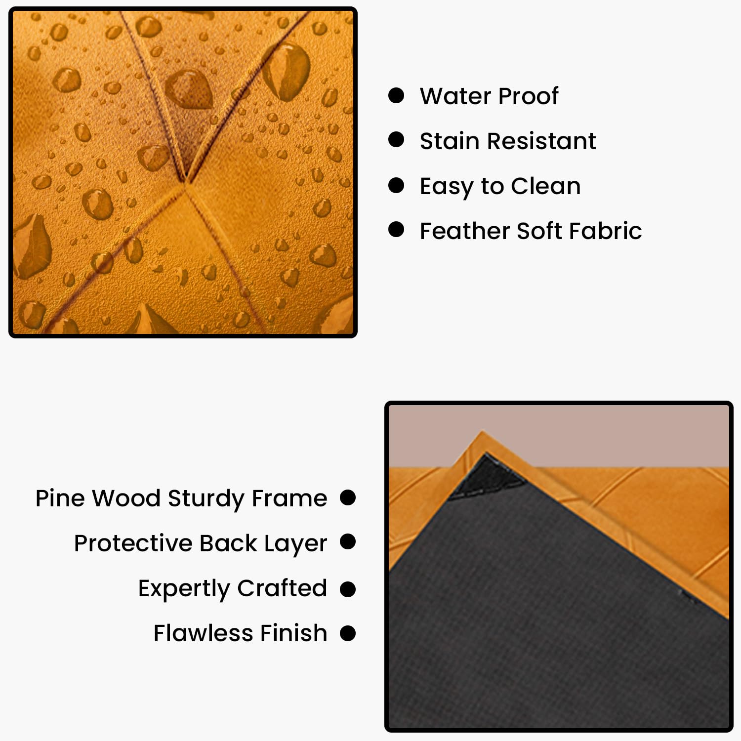 Paneles de pared tapizados de madera de pino, resistentes al agua y a las manchas, paneles de despegar y pegar para el hogar, oficina, paquete de 4 cabeceras tamaño Queen color ocre (31 x